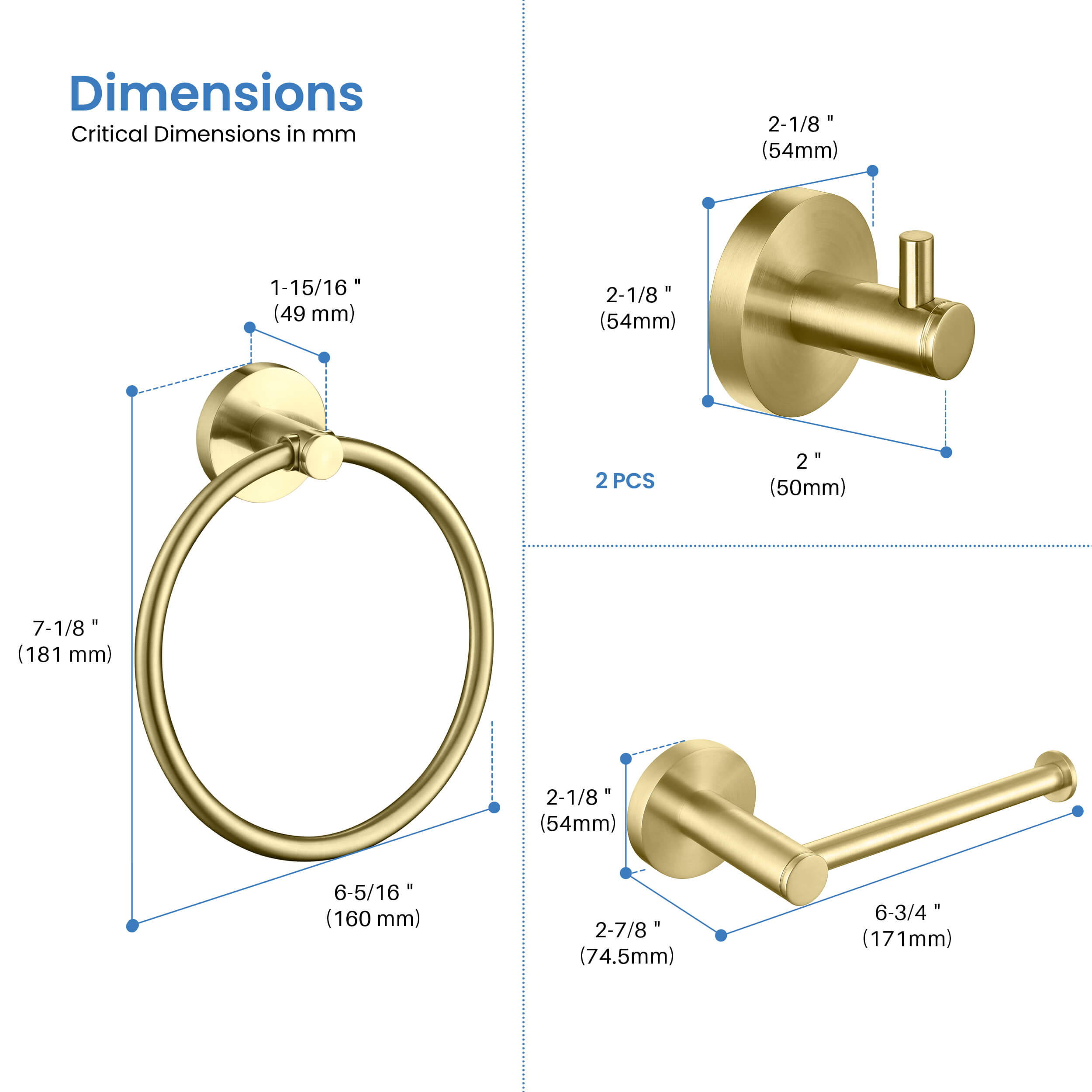 Circular 4-Piece Bathroom Hardware Set - C-KBA14-4-1