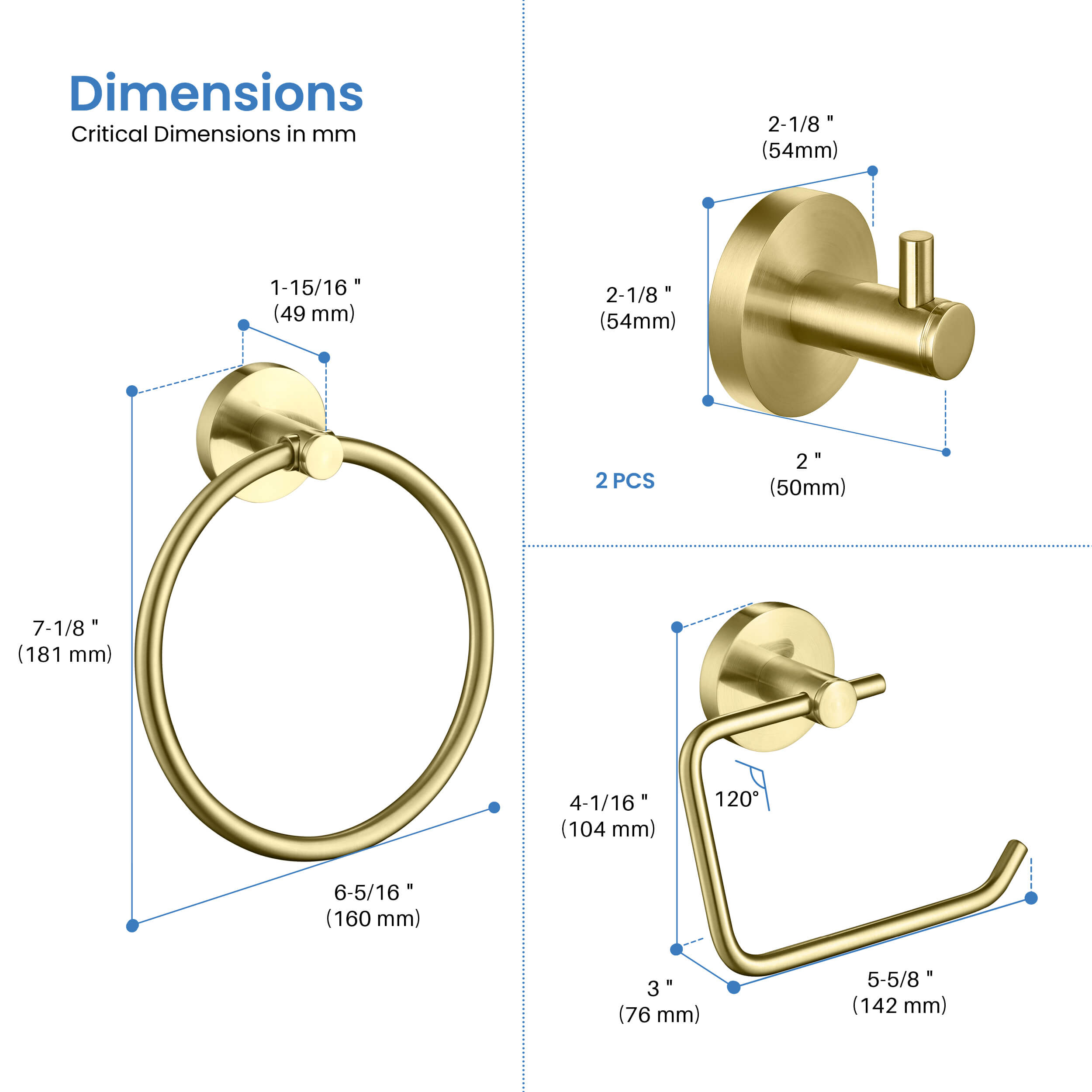 Circular 4-Piece Bathroom Hardware Set - C-KBA14-4-2