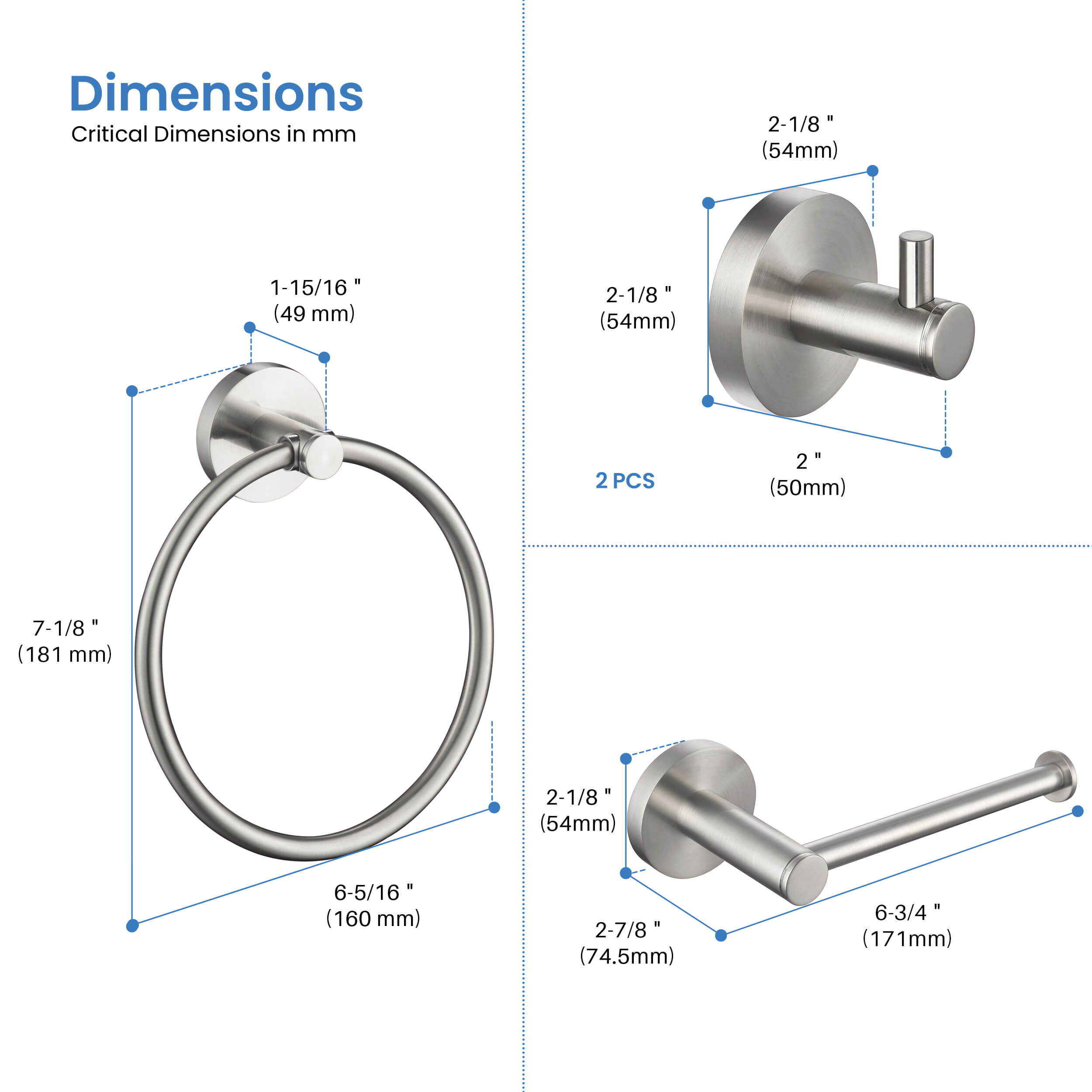 Circular 4-Piece Bathroom Hardware Set - C-KBA14-4-1