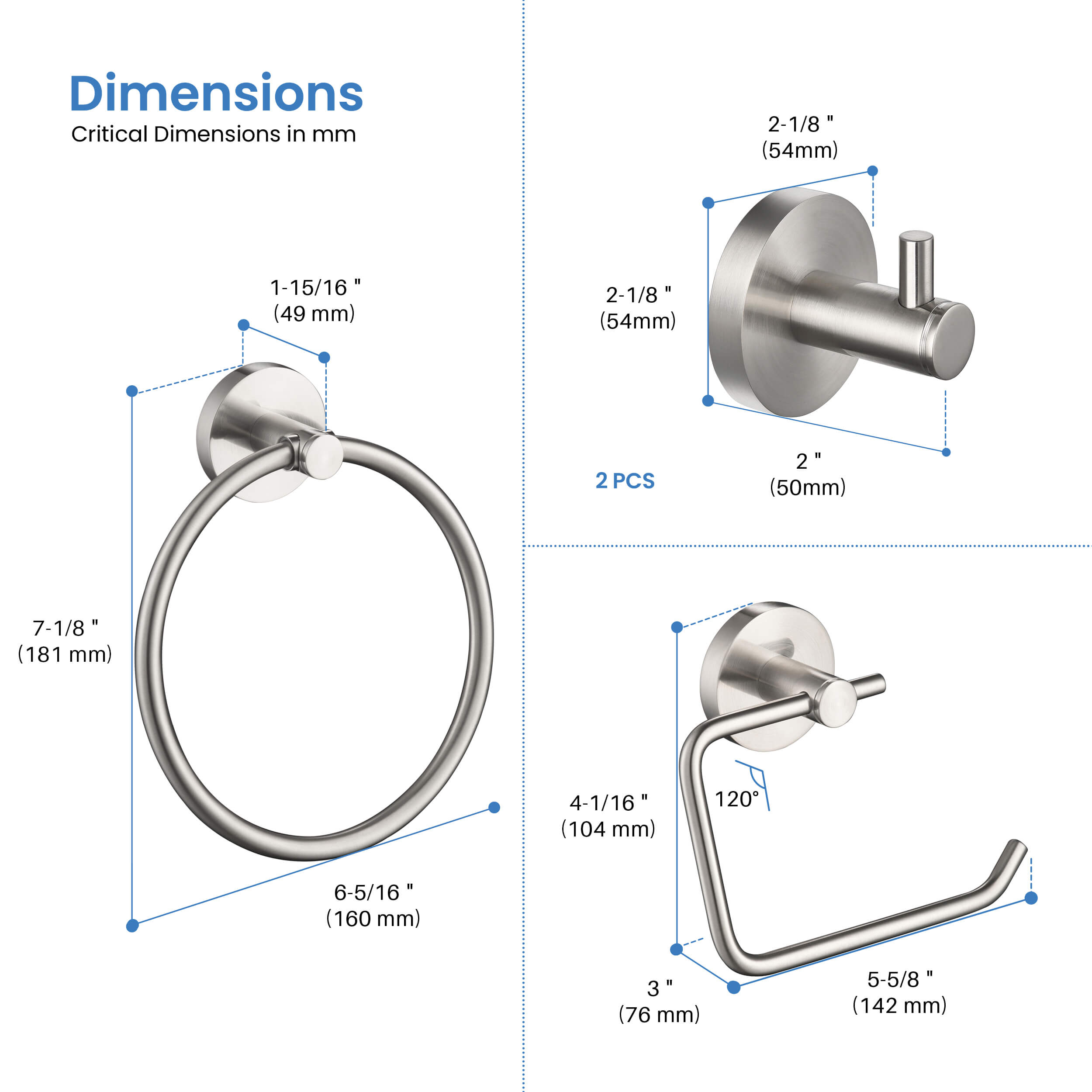 Circular 4-Piece Bathroom Hardware Set - C-KBA14-4-2