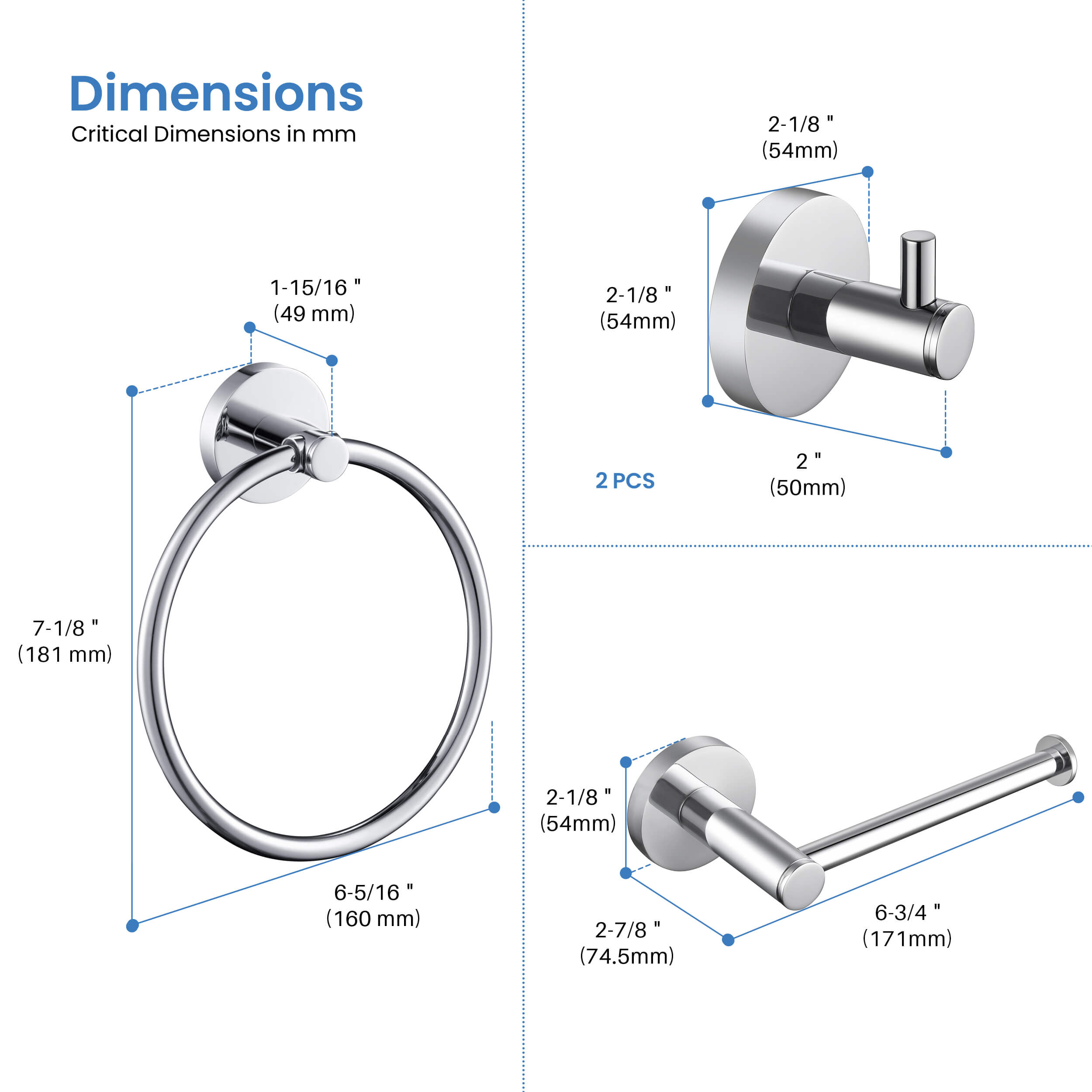 Circular 4-Piece Bathroom Hardware Set - C-KBA14-4-1