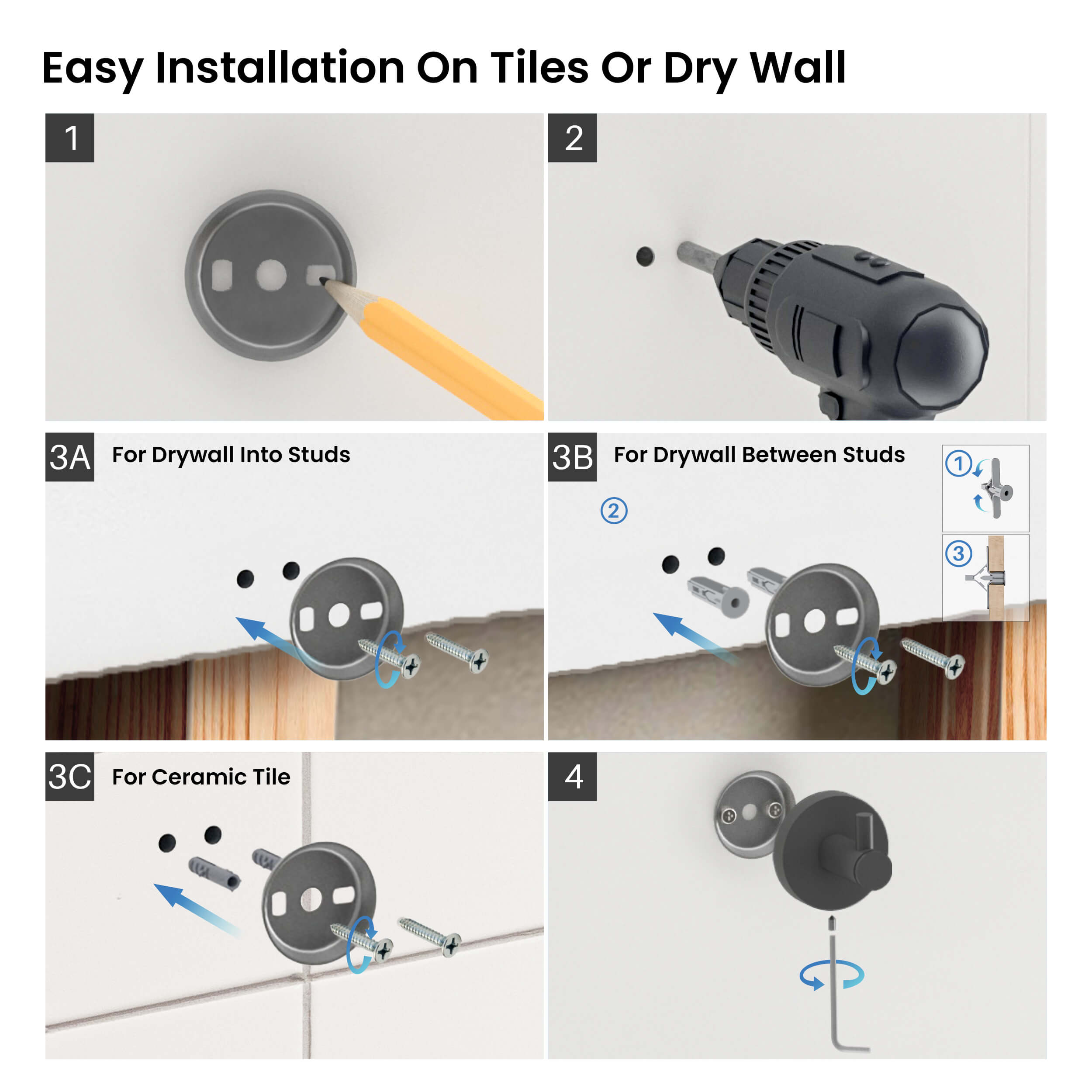 Circular 4-Piece Bathroom Hardware Set - C-KBA14-4-2