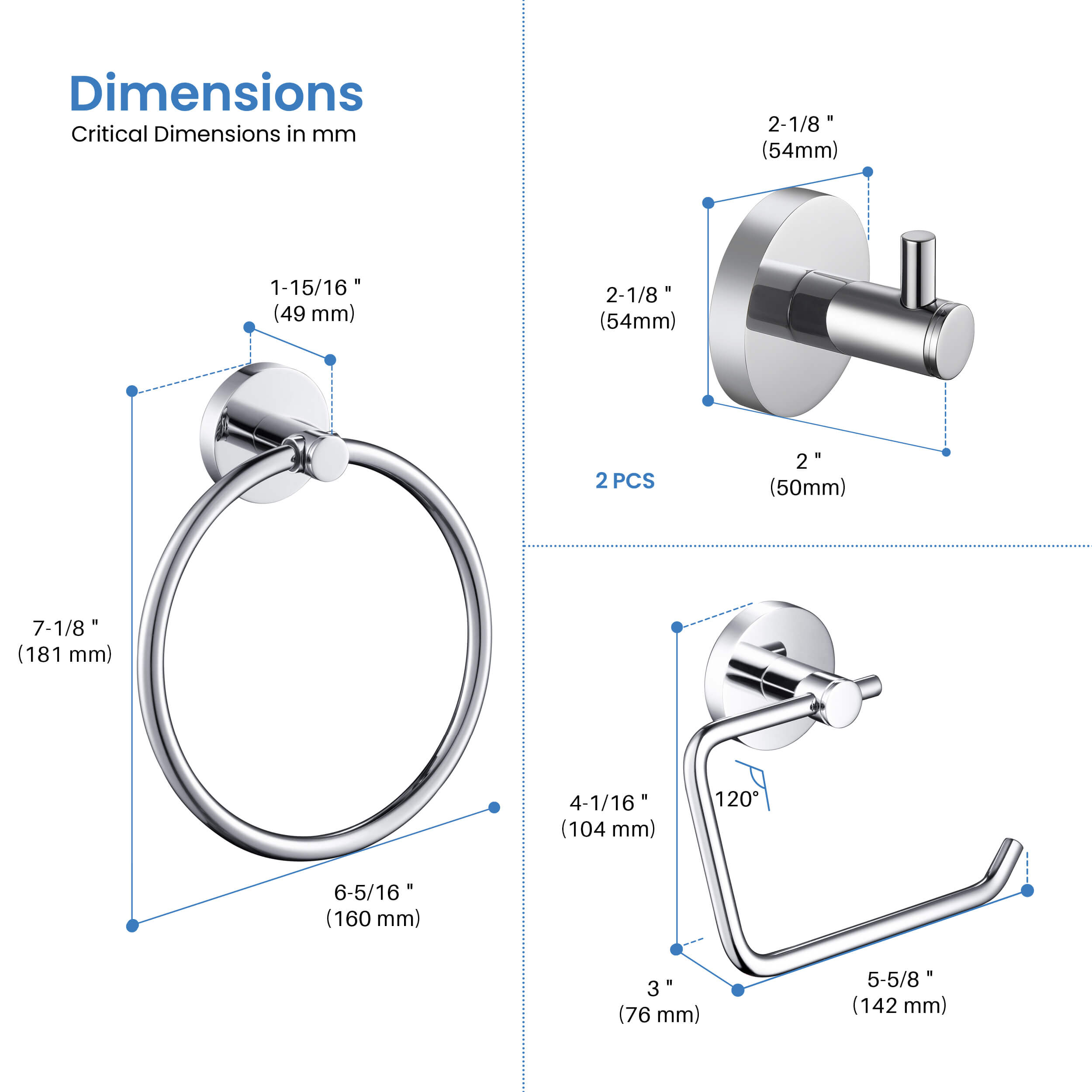 Circular 4-Piece Bathroom Hardware Set - C-KBA14-4-2