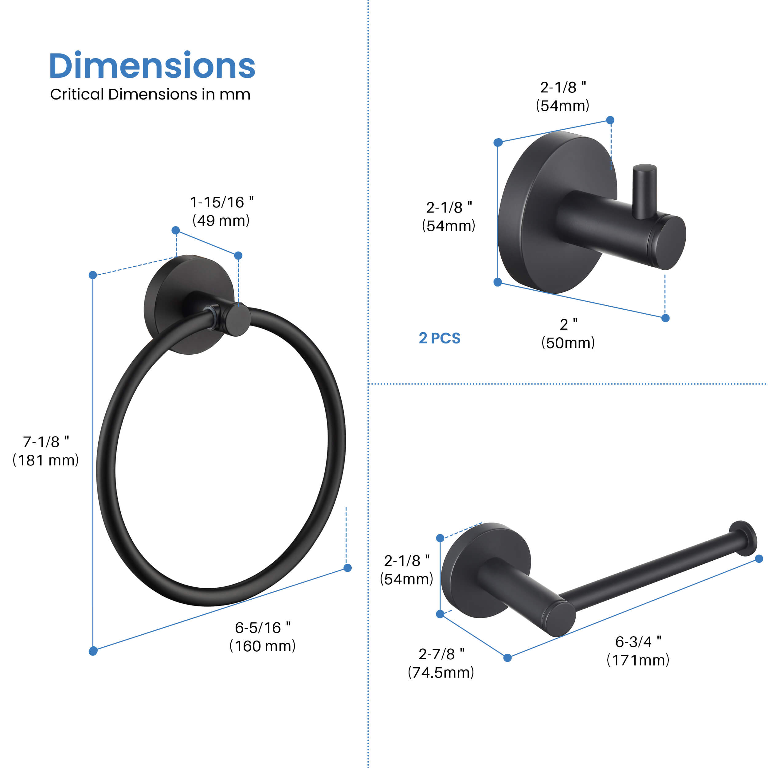 Circular 4-Piece Bathroom Hardware Set - C-KBA14-4-1