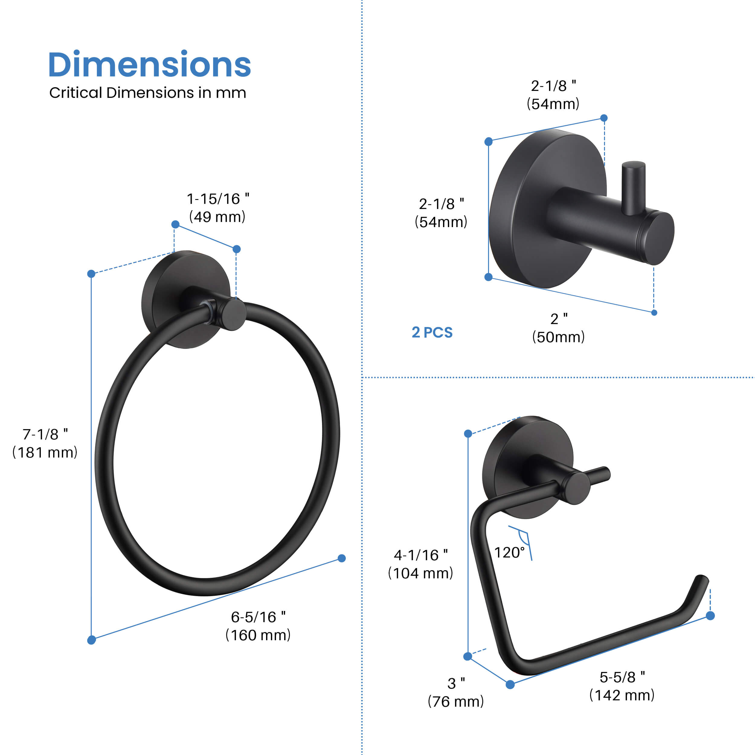 Circular 4-Piece Bathroom Hardware Set - C-KBA14-4-2