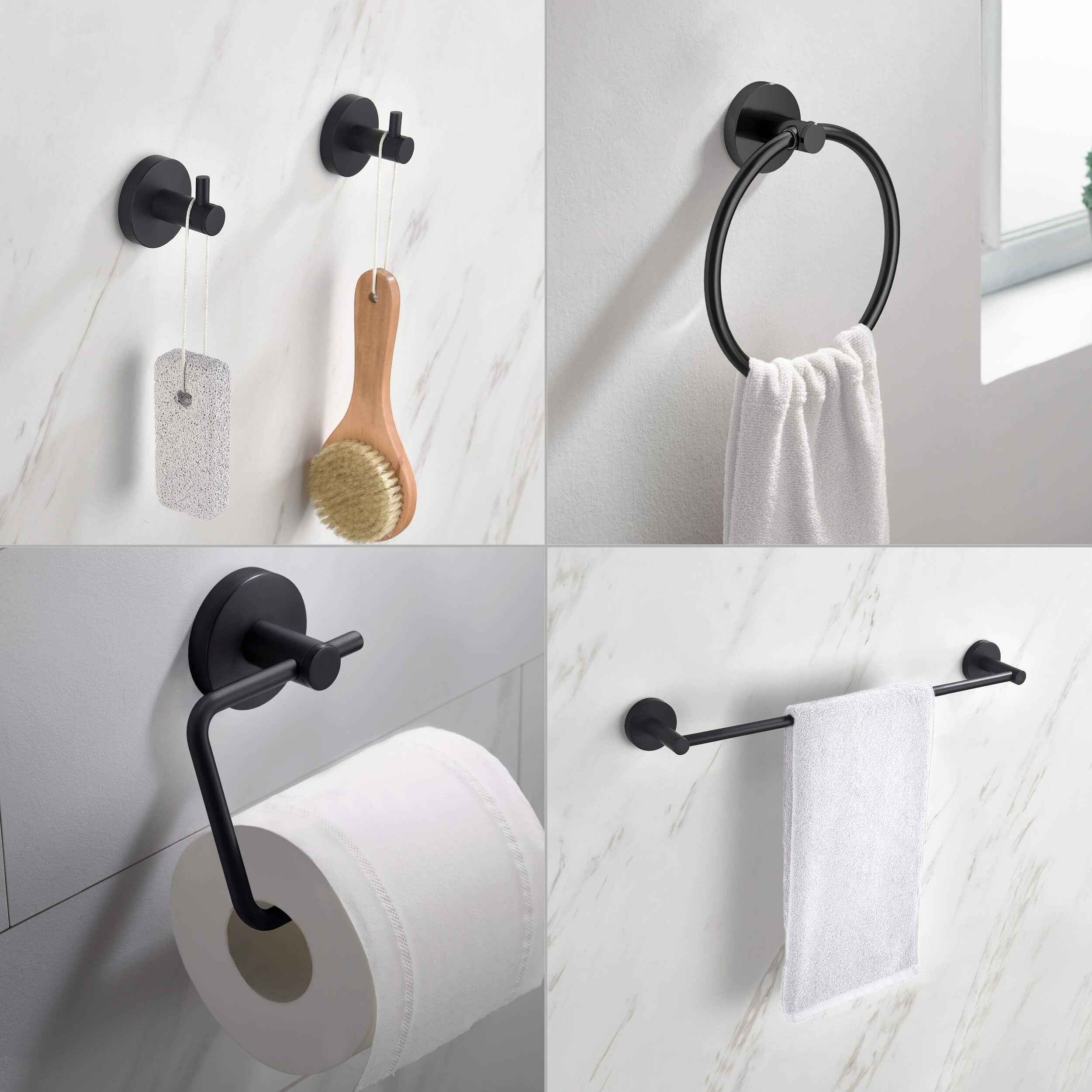 Circular 5-Piece Bathroom Hardware Set - C-KBA14-5-4