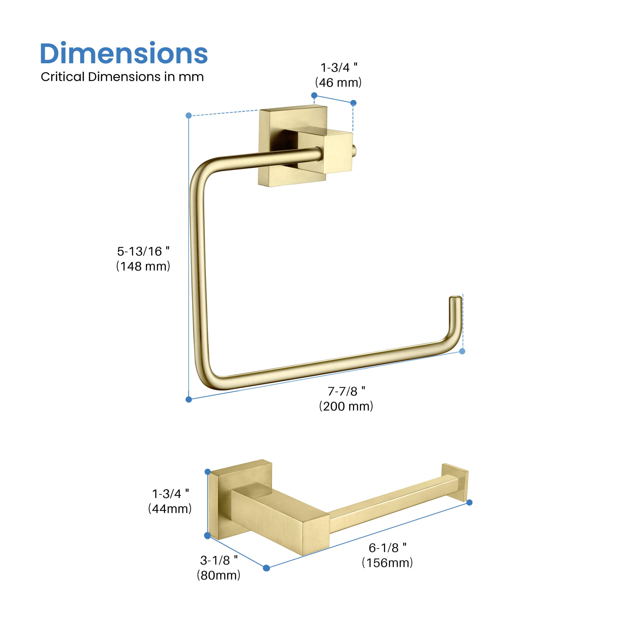 Cube 2-Piece Bathroom Hardware Set - C-KBA15-2-2