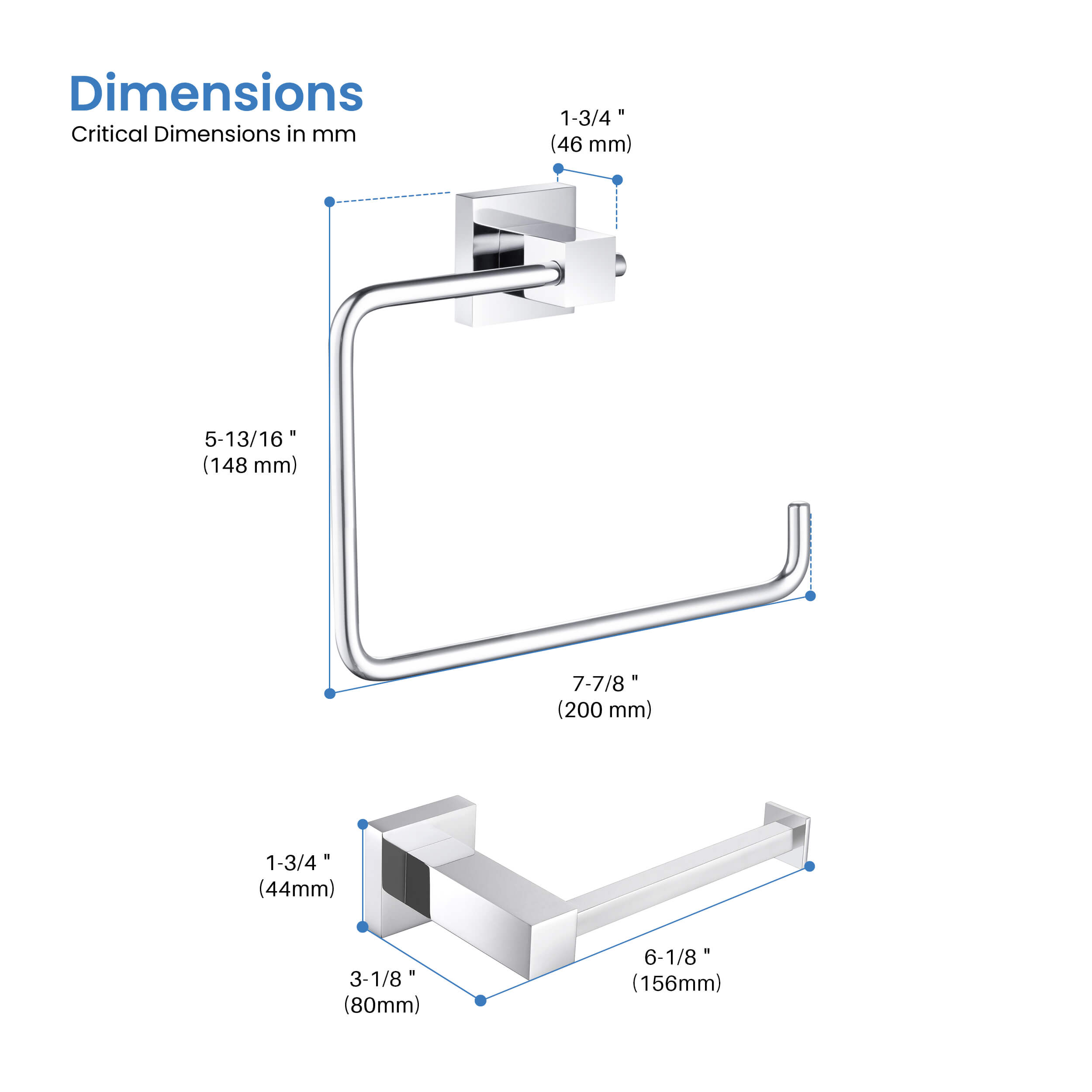 Cube 2-Piece Bathroom Hardware Set - C-KBA15-2-2