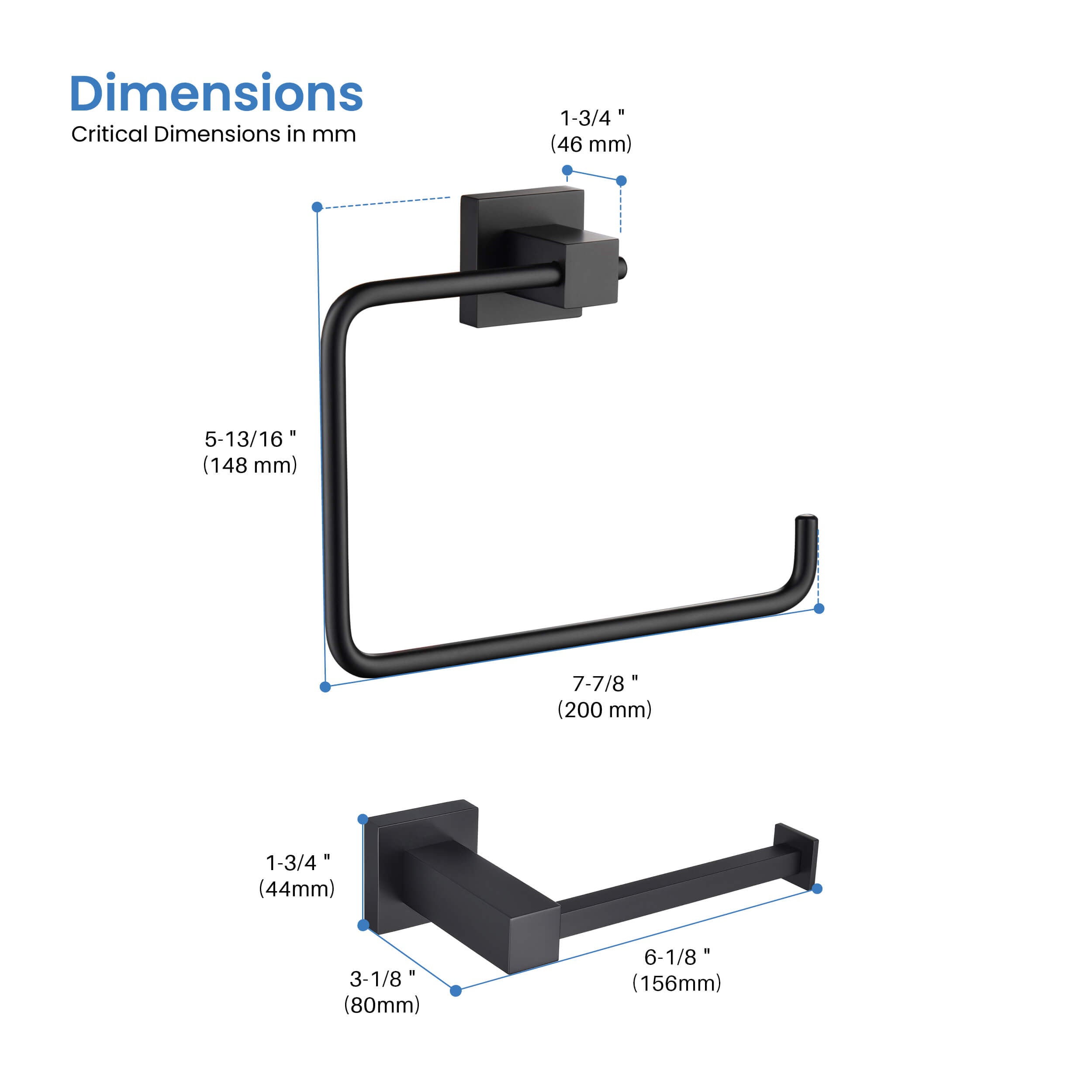 Cube 2-Piece Bathroom Hardware Set - C-KBA15-2-2