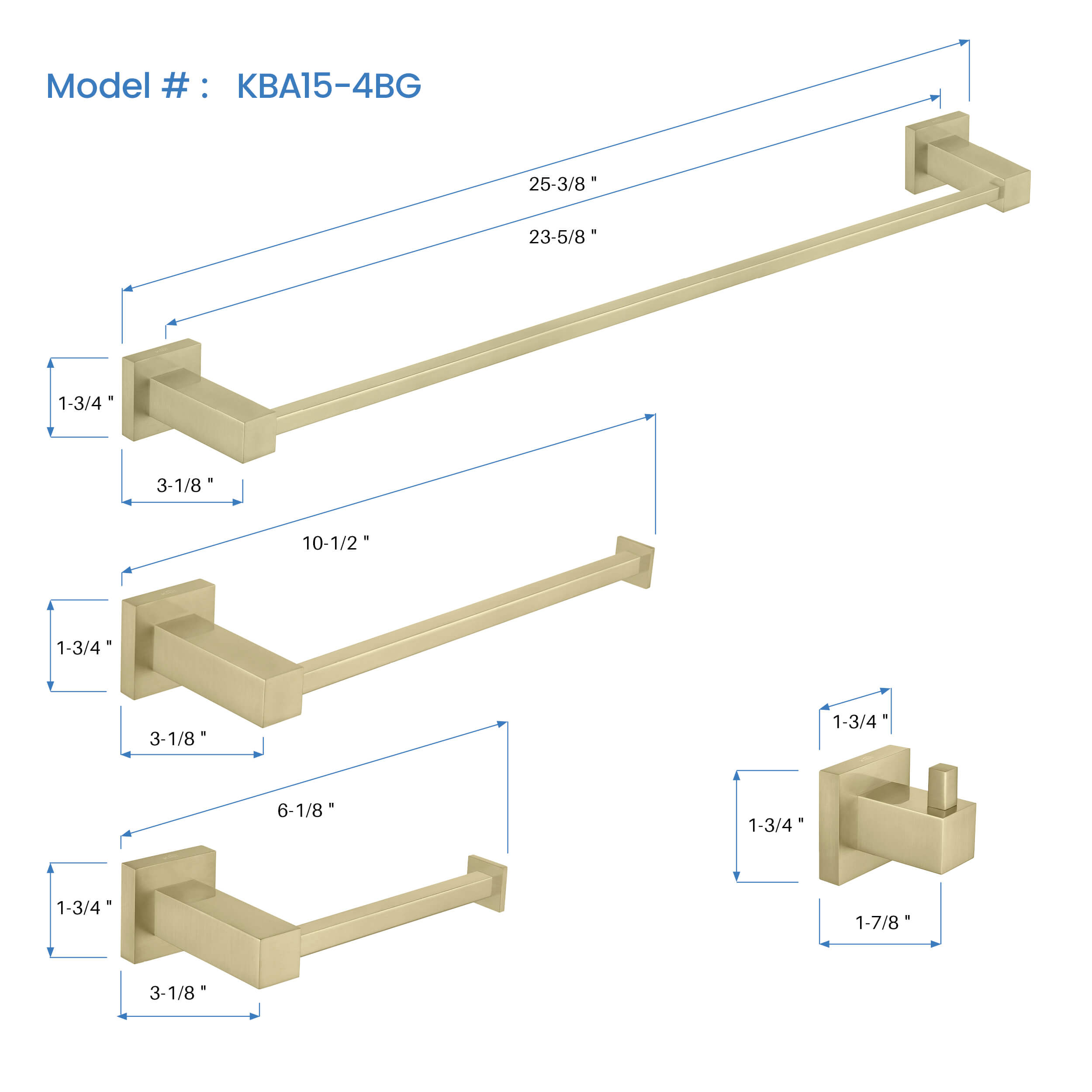 Cube 5-Piece Bathroom Hardware Set - C-KBA15-5