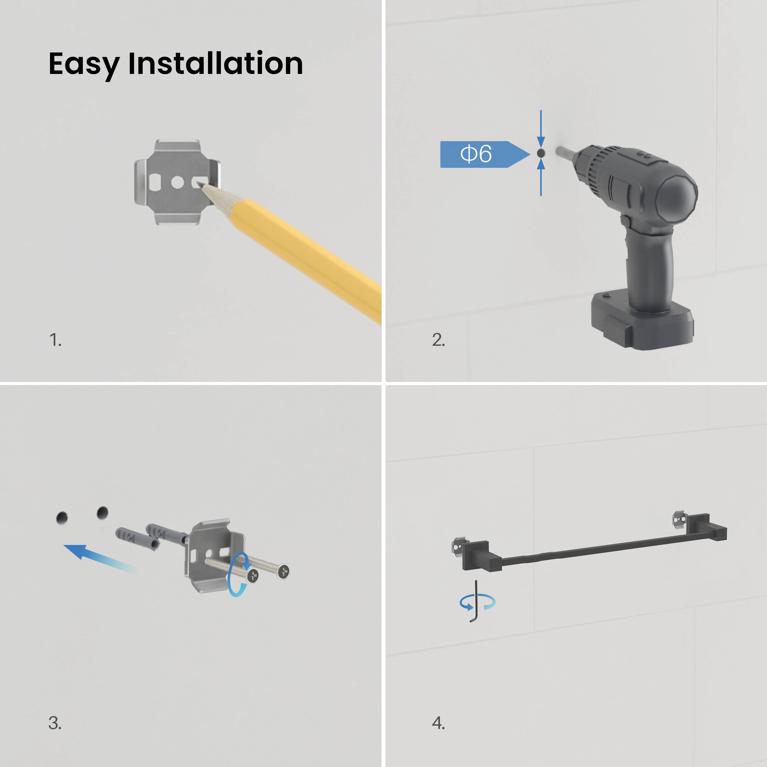 Cube 4-Piece Bathroom Hardware Set - C-KBA15-4