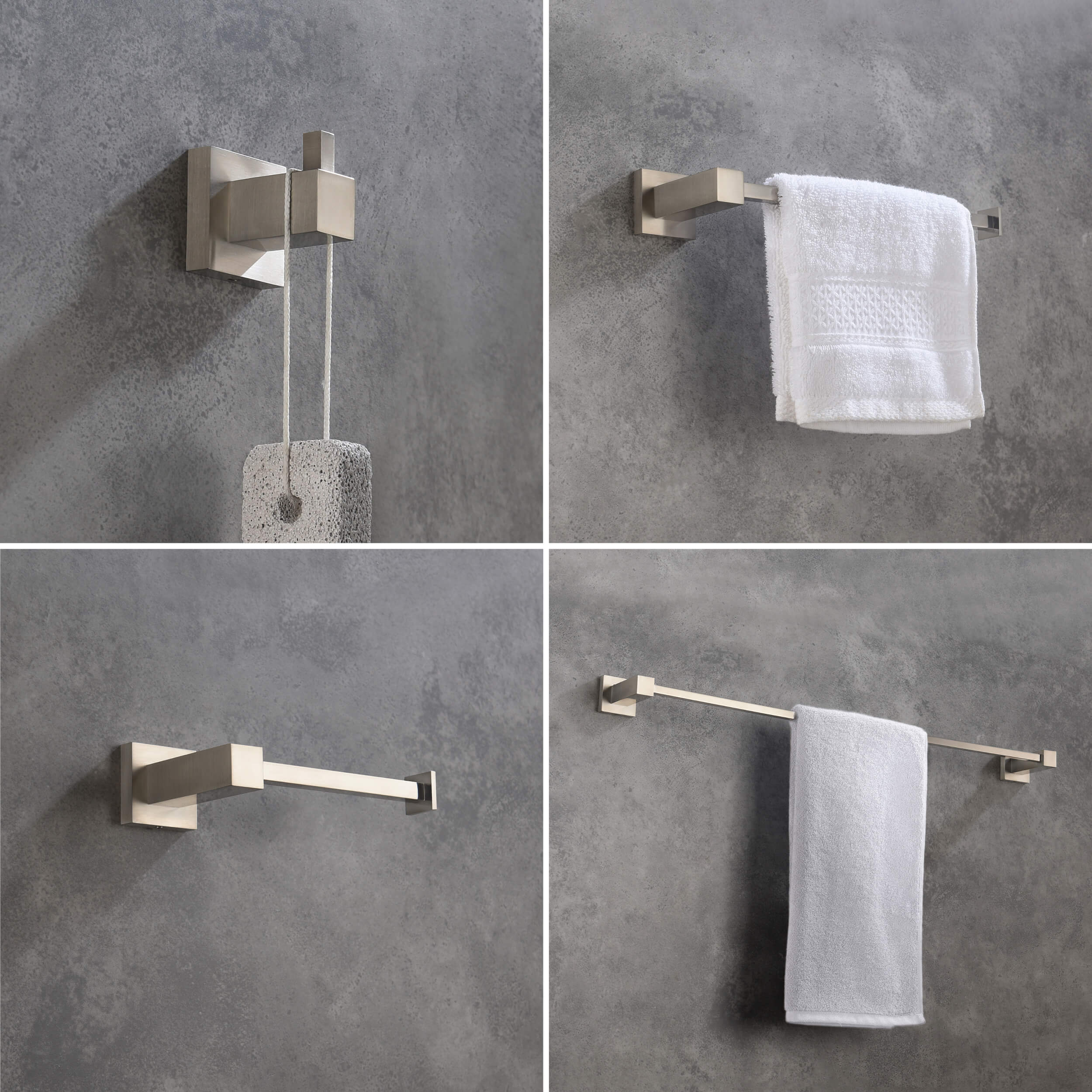 Cube 4-Piece Bathroom Hardware Set - C-KBA15-4