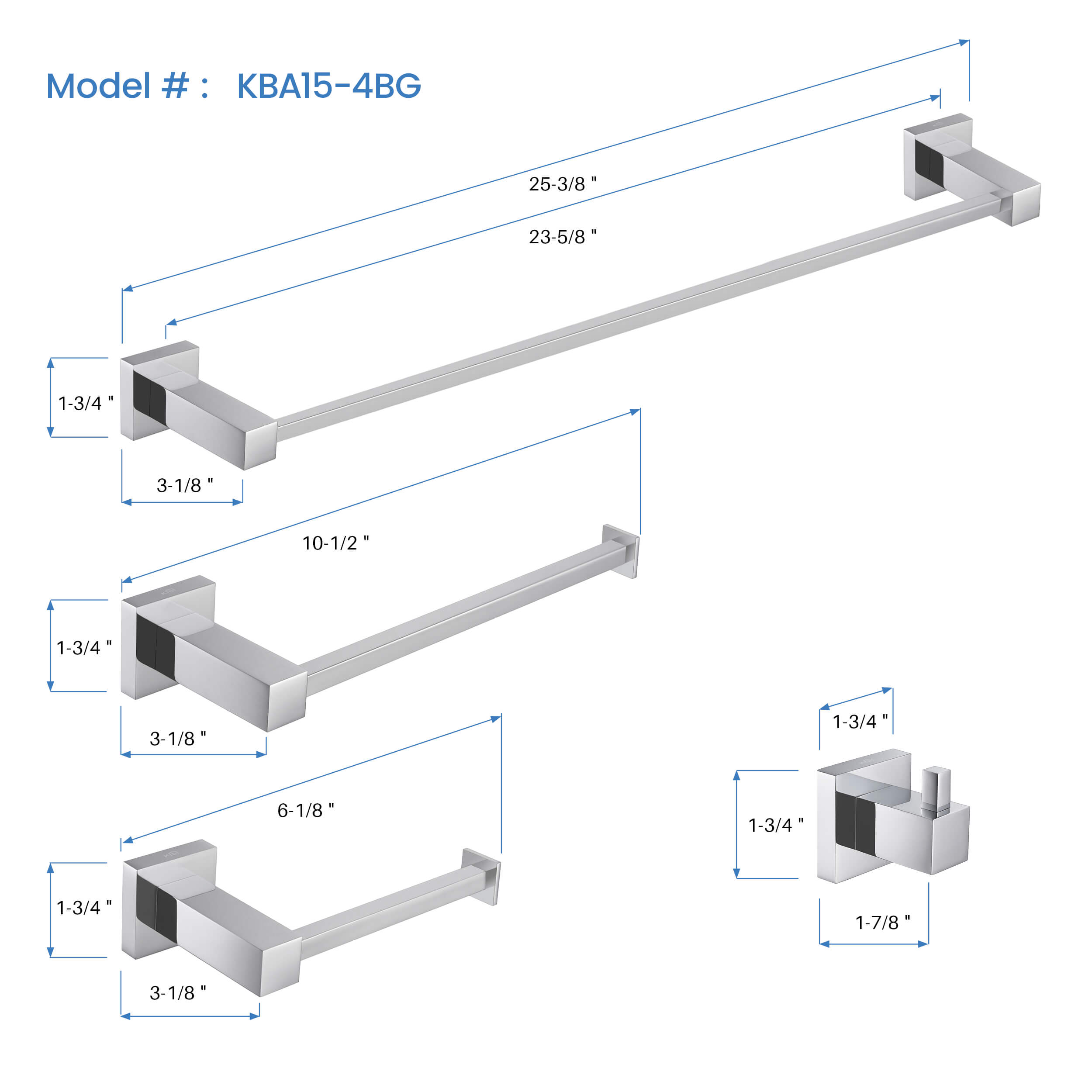 Cube 5-Piece Bathroom Hardware Set - C-KBA15-5