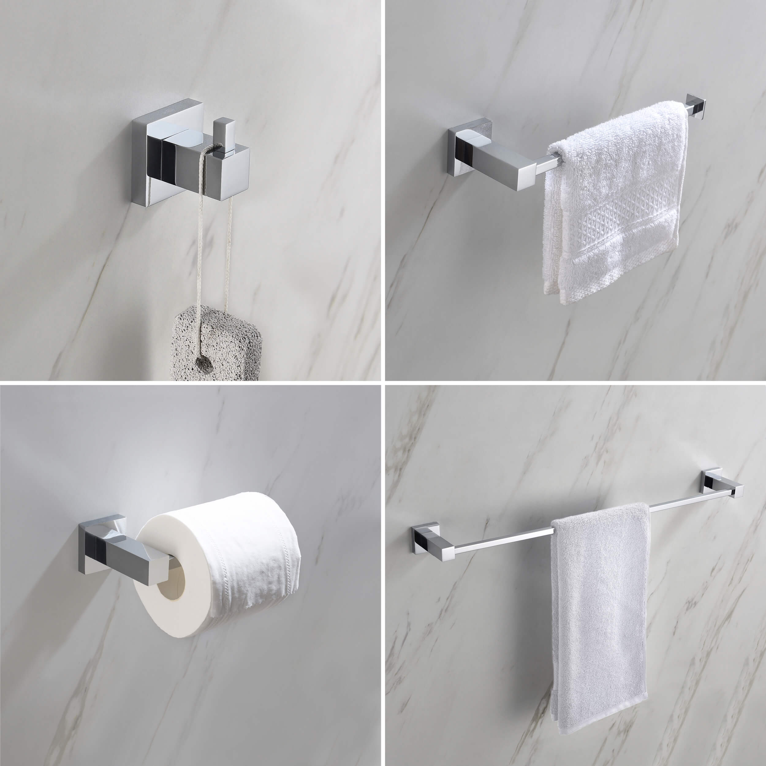 Cube 5-Piece Bathroom Hardware Set - C-KBA15-5