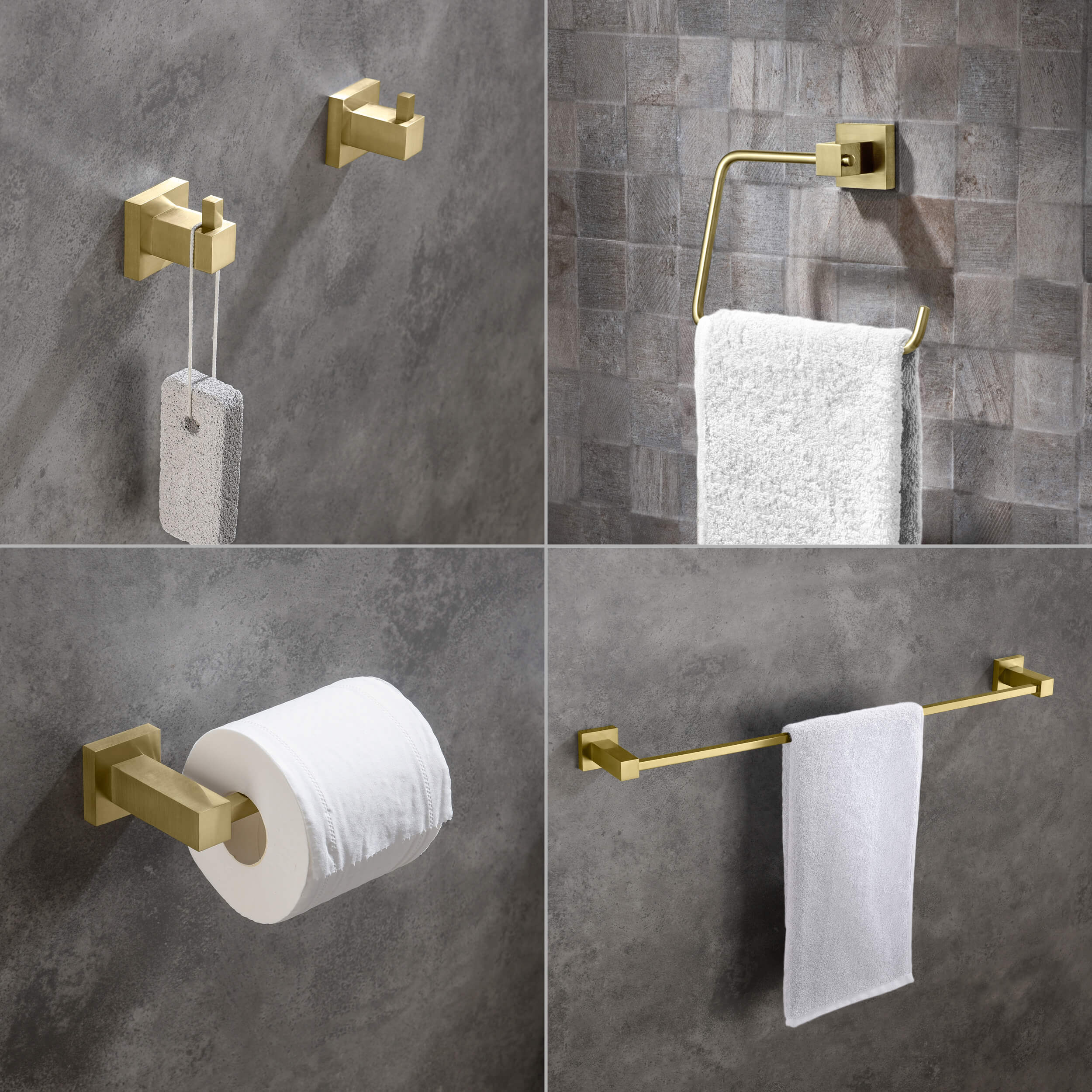 Cube 5-Piece Bathroom Hardware Set - C-KBA15-5-1