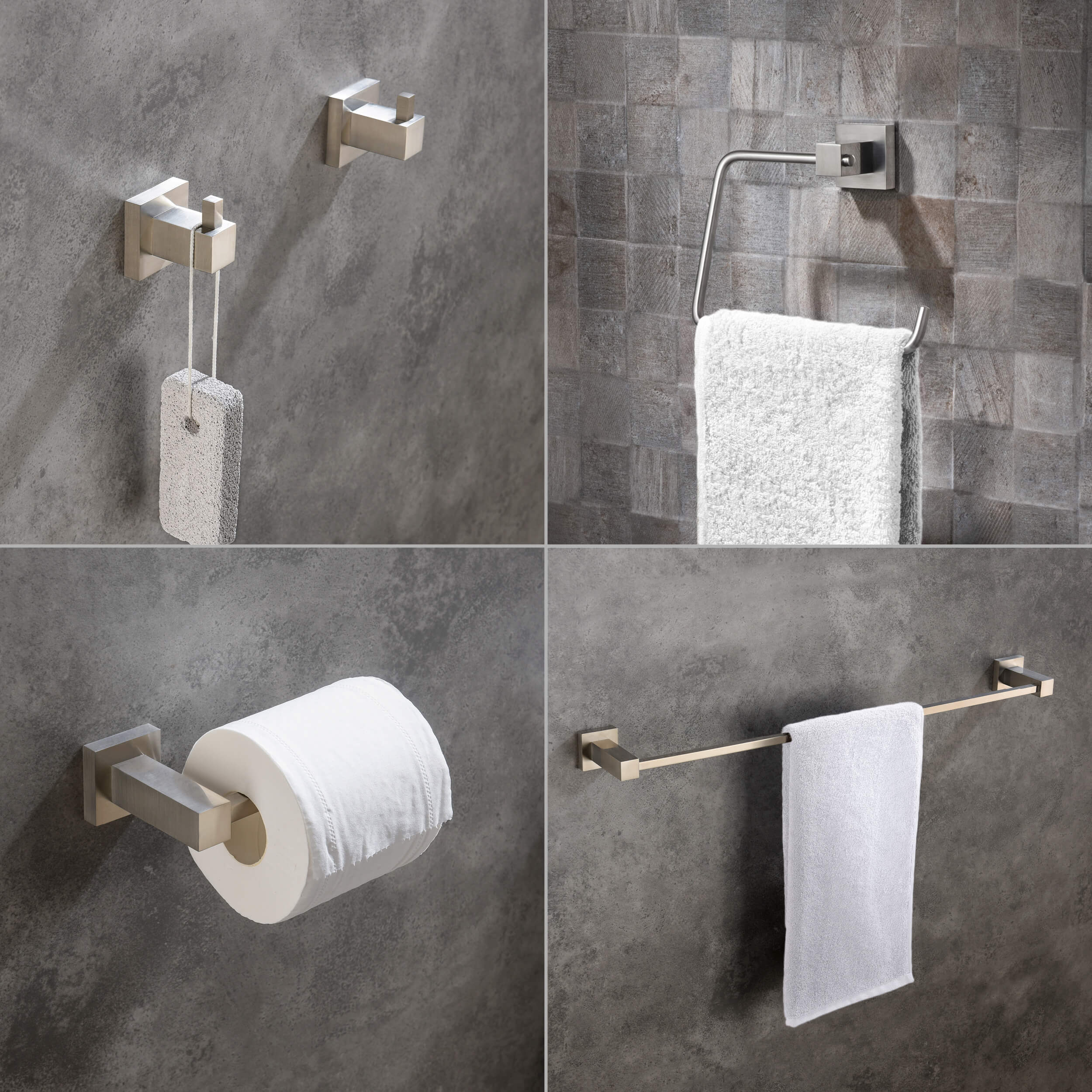 Cube 5-Piece Bathroom Hardware Set - C-KBA15-5-1