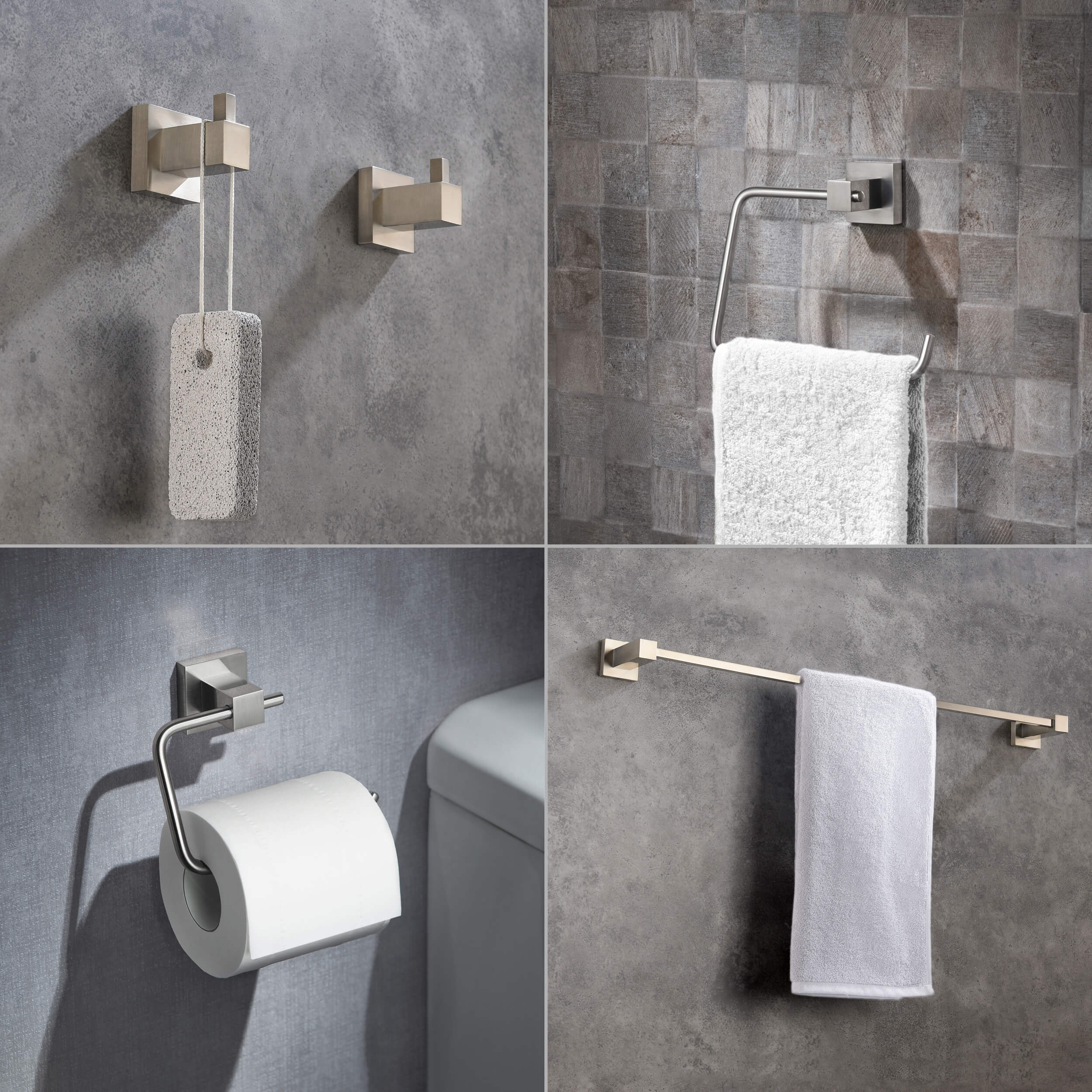 Cube 5-Piece Bathroom Hardware Set - C-KBA15-5-2