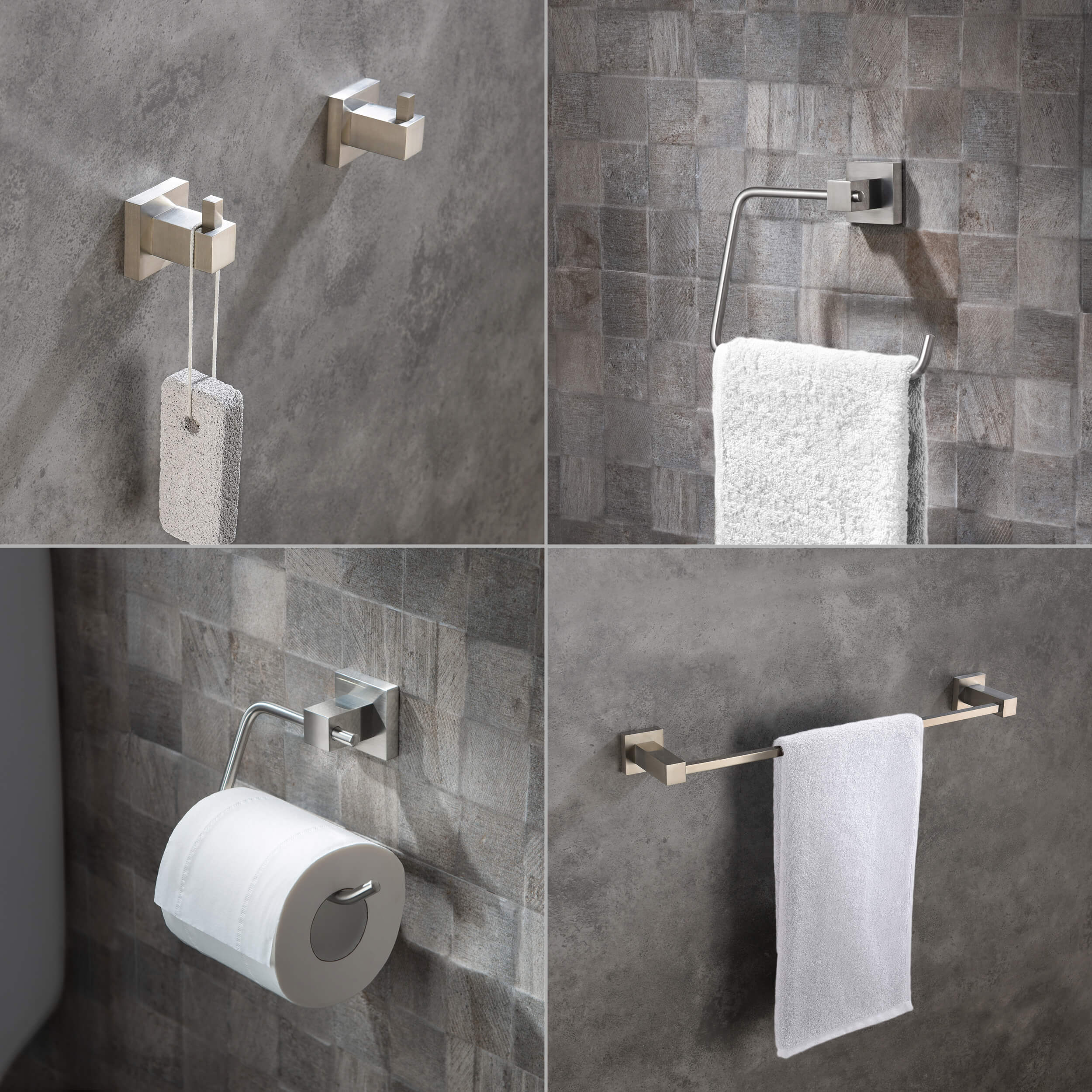 Cube 5-Piece Bathroom Hardware Set - C-KBA15-5-4