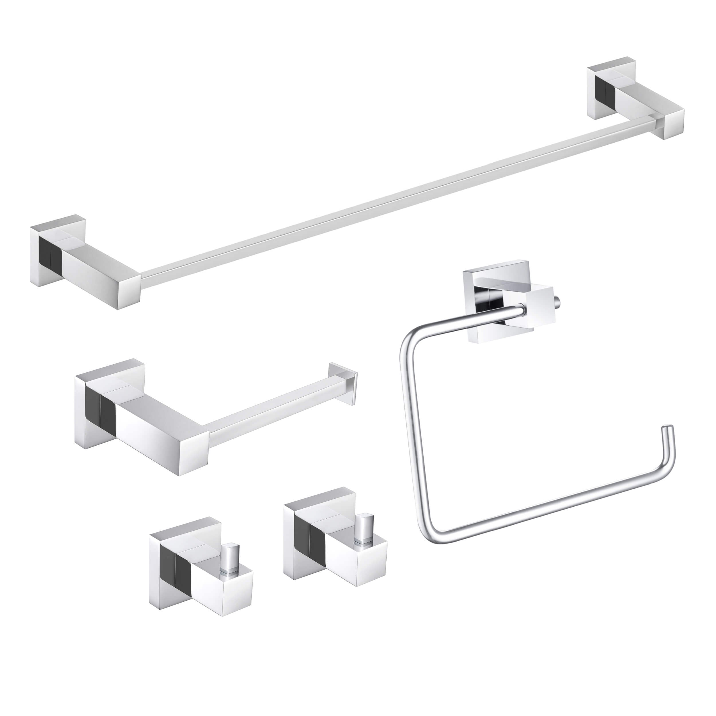 Cube 5-Piece Bathroom Hardware Set - C-KBA15-5-1