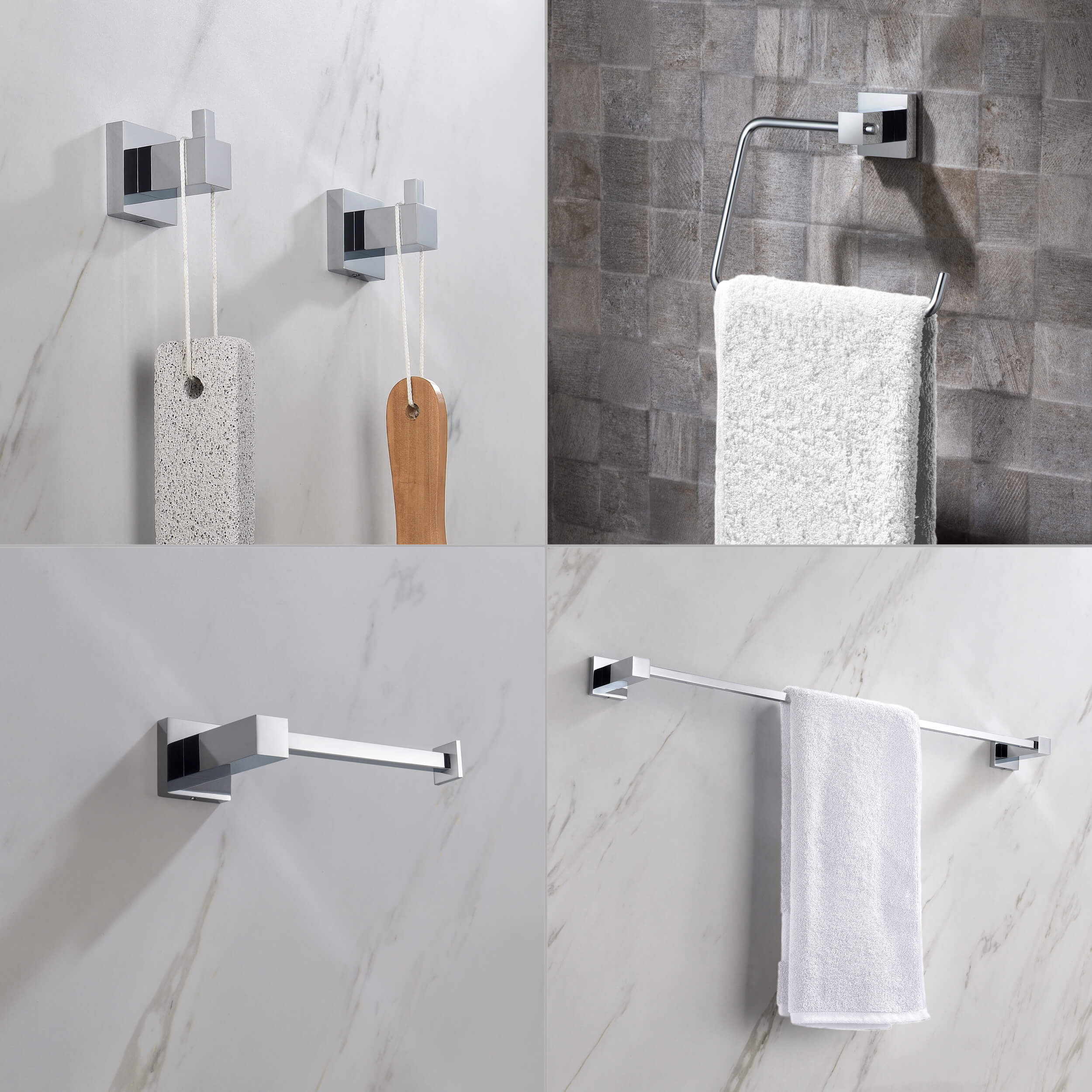 Cube 5-Piece Bathroom Hardware Set - C-KBA15-5-1