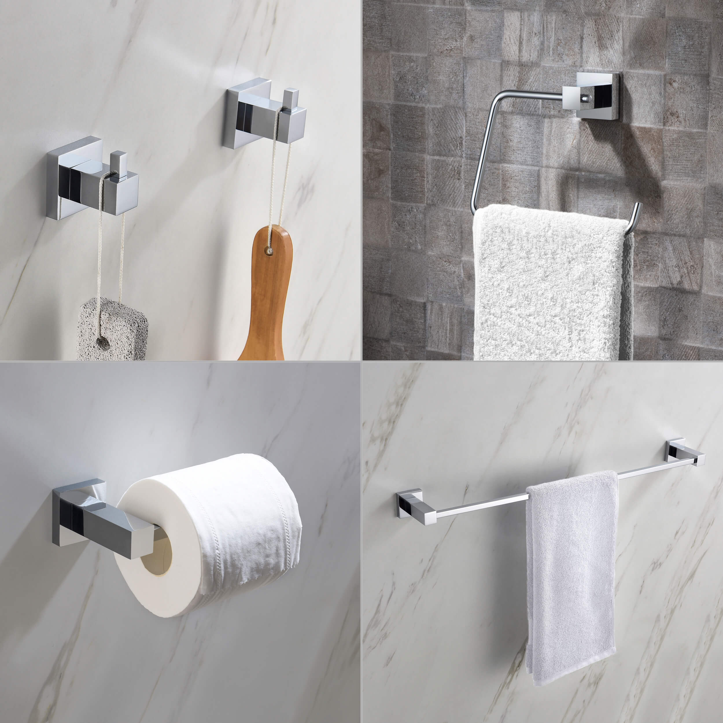 Cube 5-Piece Bathroom Hardware Set - C-KBA15-5-1