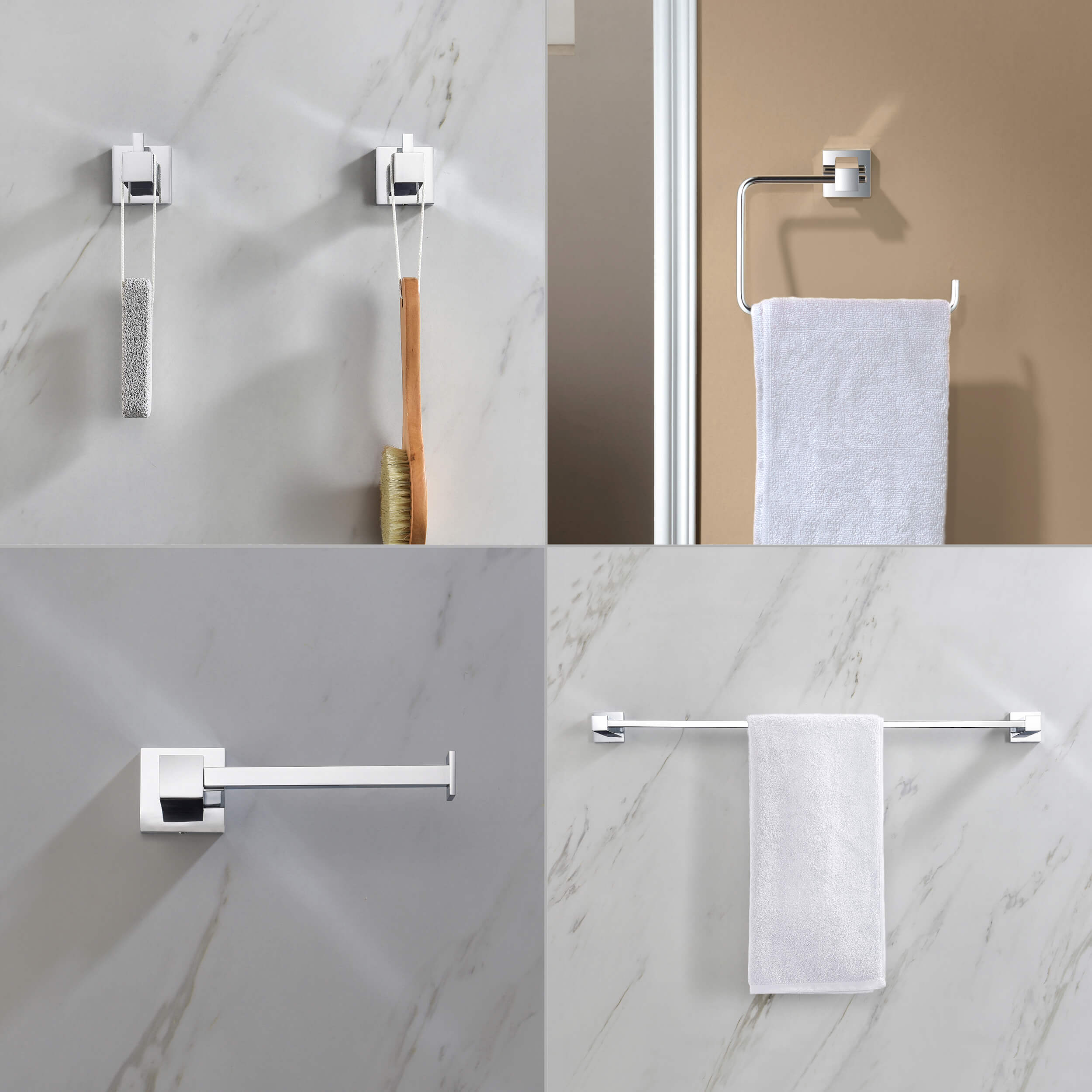 Cube 5-Piece Bathroom Hardware Set - C-KBA15-5-1