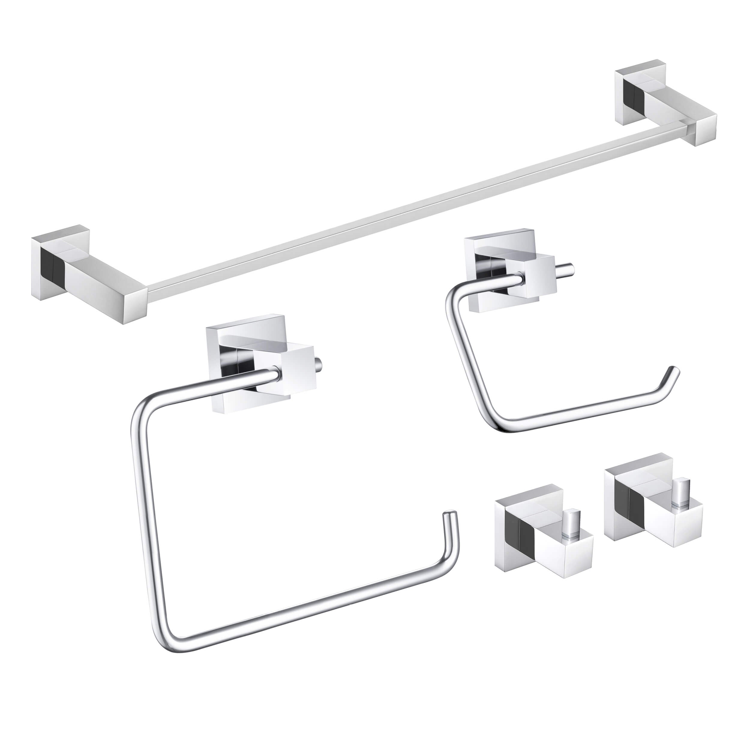 Cube 5-Piece Bathroom Hardware Set - C-KBA15-5-2