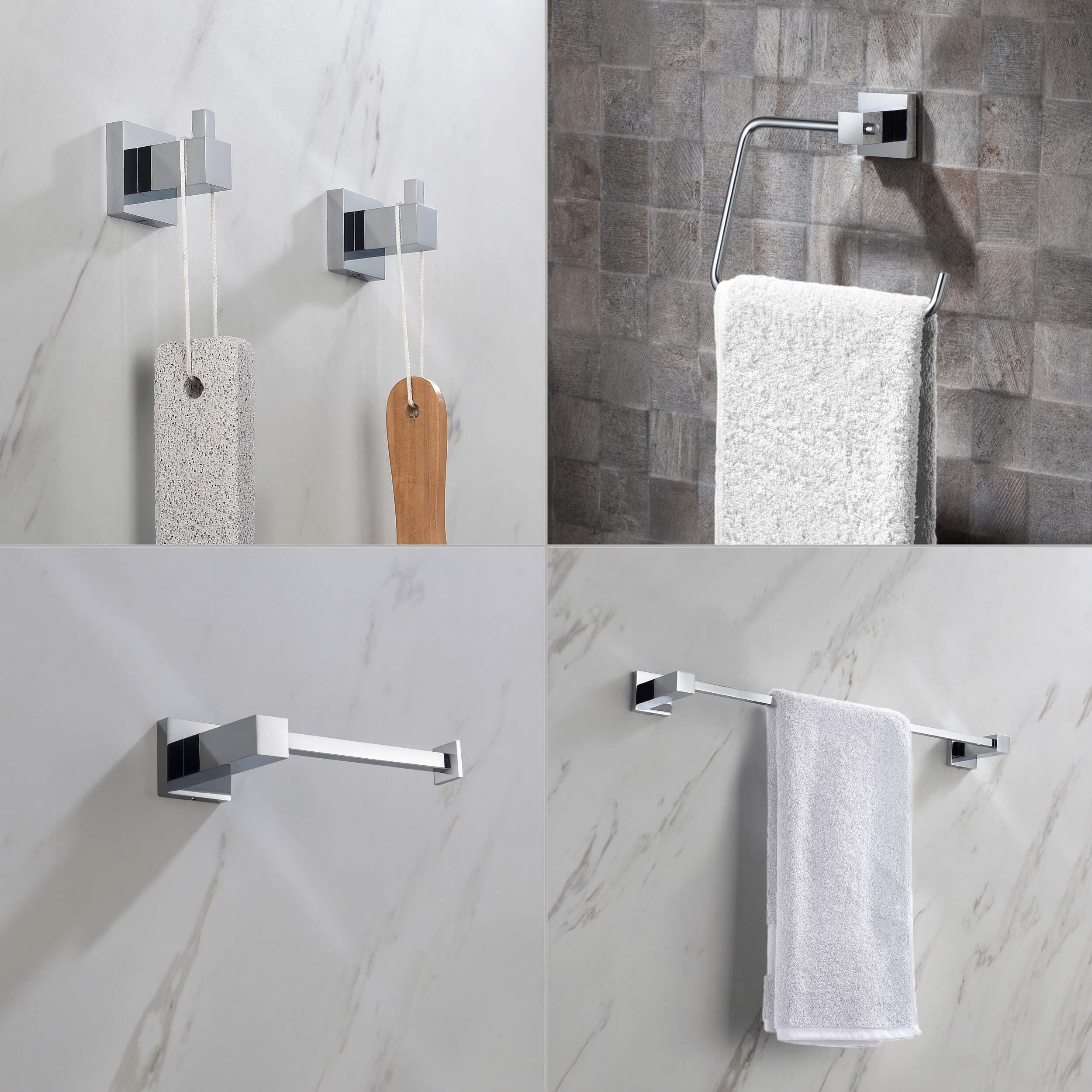 Cube 5-Piece Bathroom Hardware Set - C-KBA15-5-3