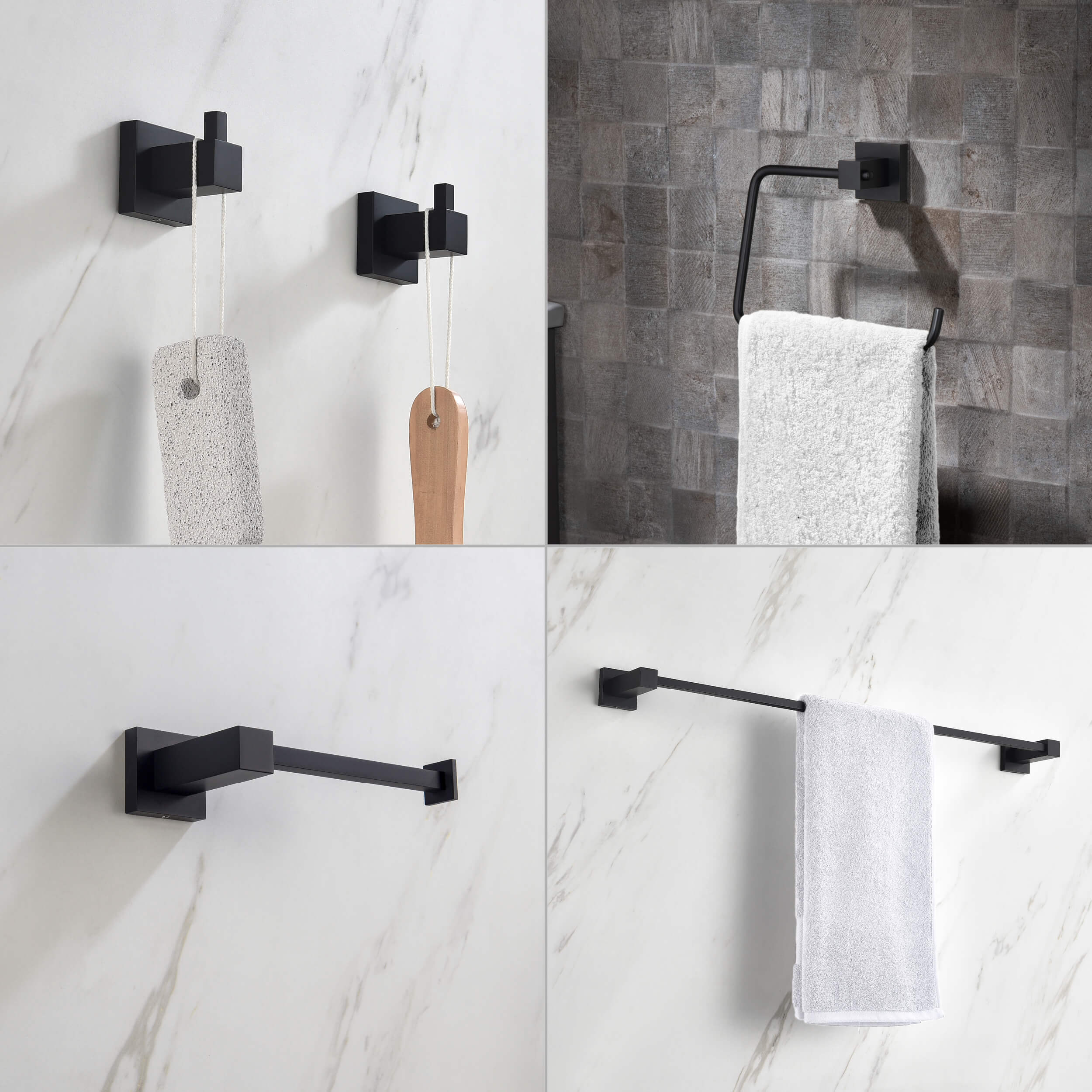 Cube 5-Piece Bathroom Hardware Set - C-KBA15-5-1