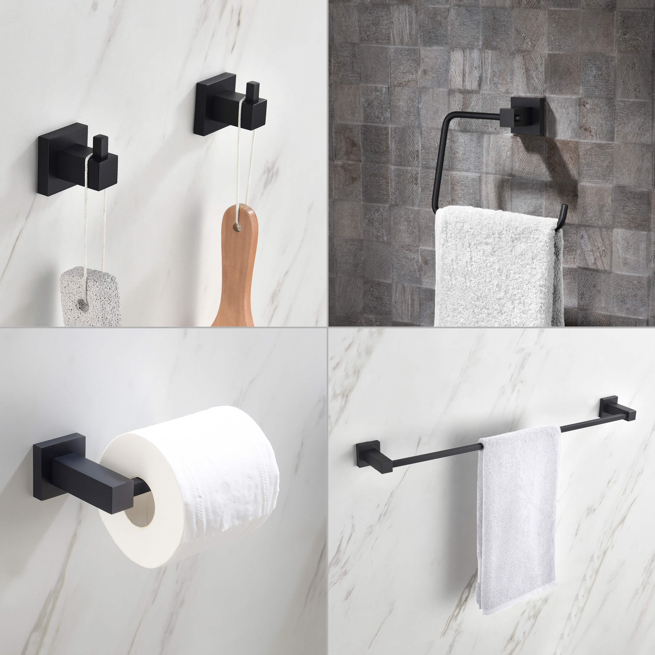 Cube 5-Piece Bathroom Hardware Set - C-KBA15-5-1