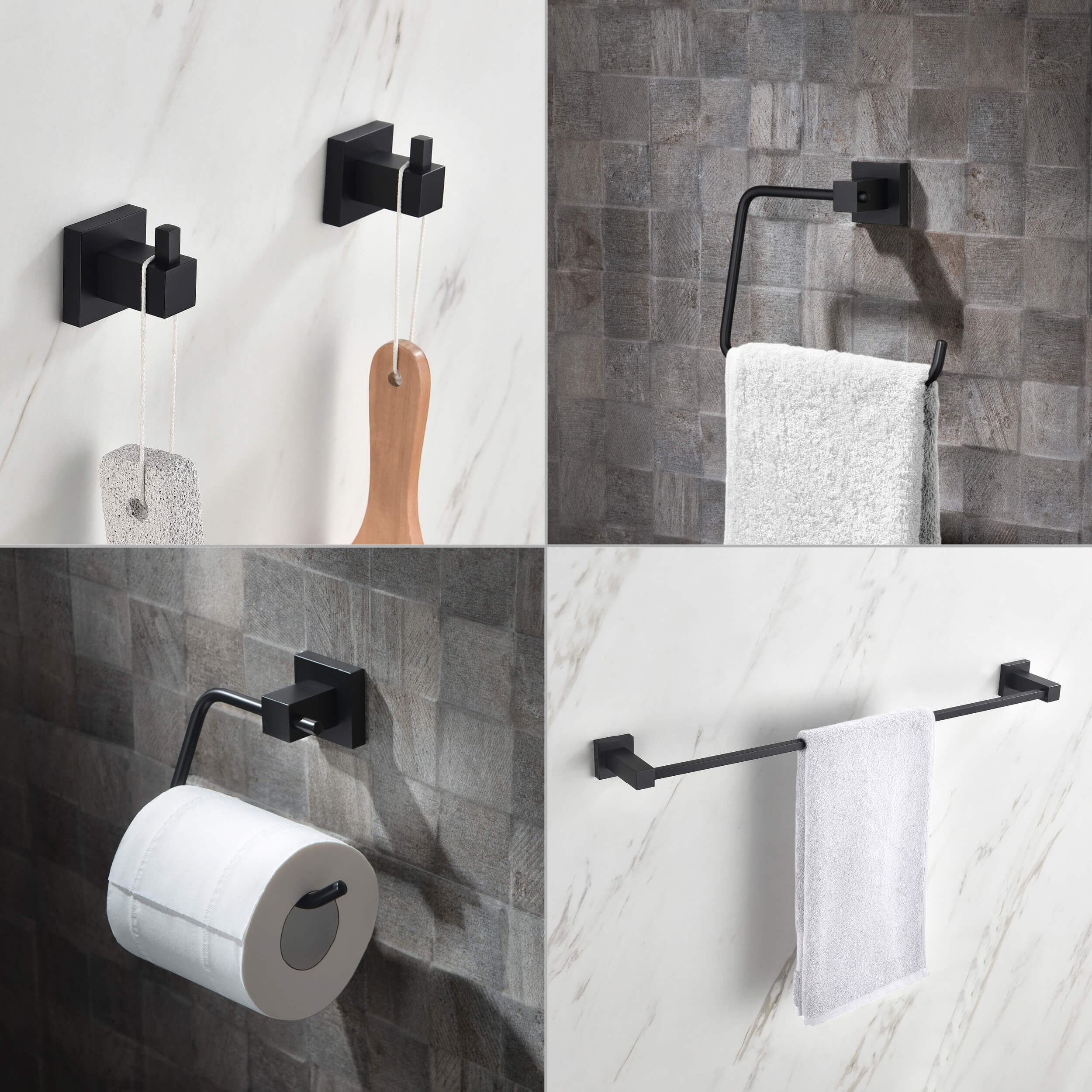 Cube 5-Piece Bathroom Hardware Set - C-KBA15-5-2