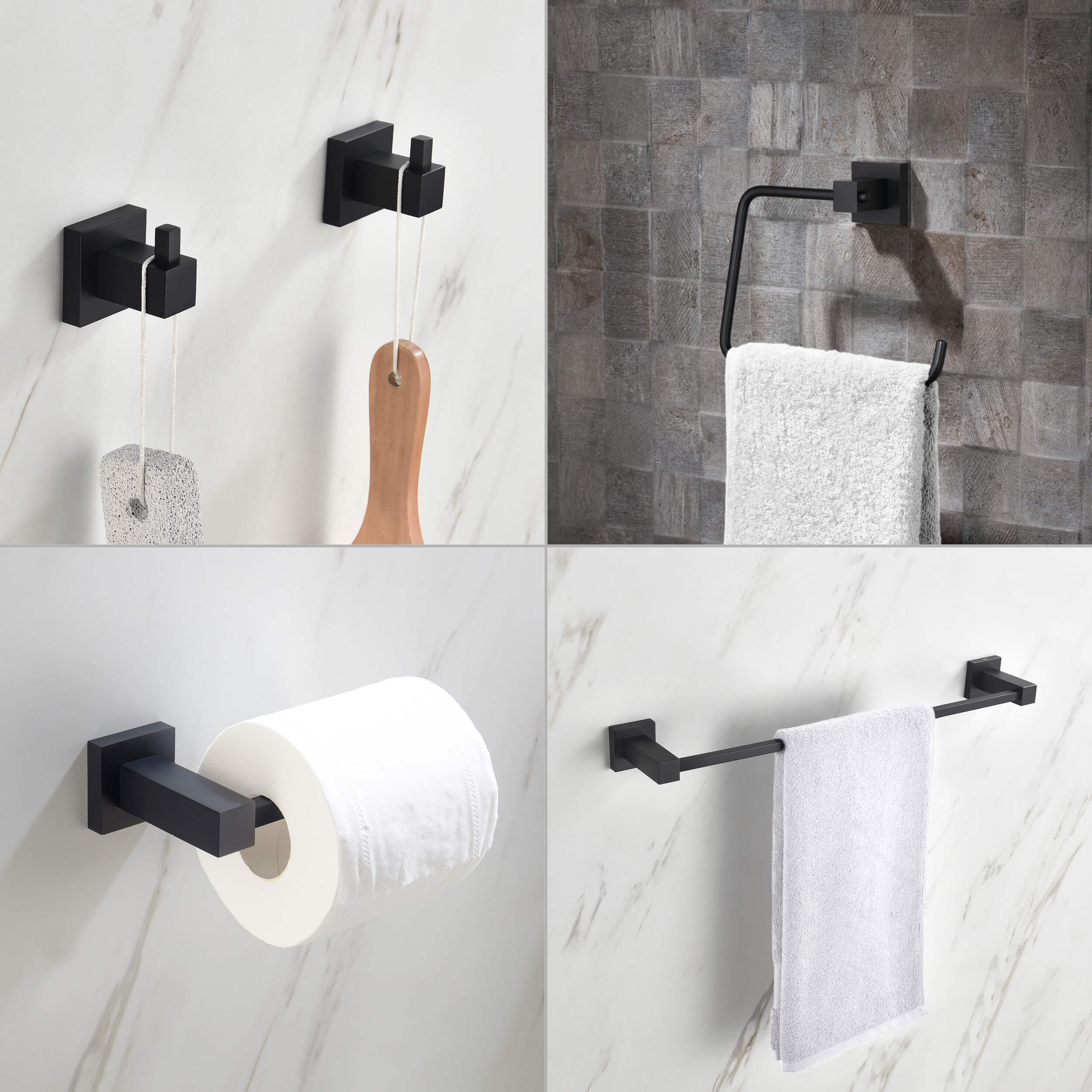 Cube 5-Piece Bathroom Hardware Set - C-KBA15-5-3