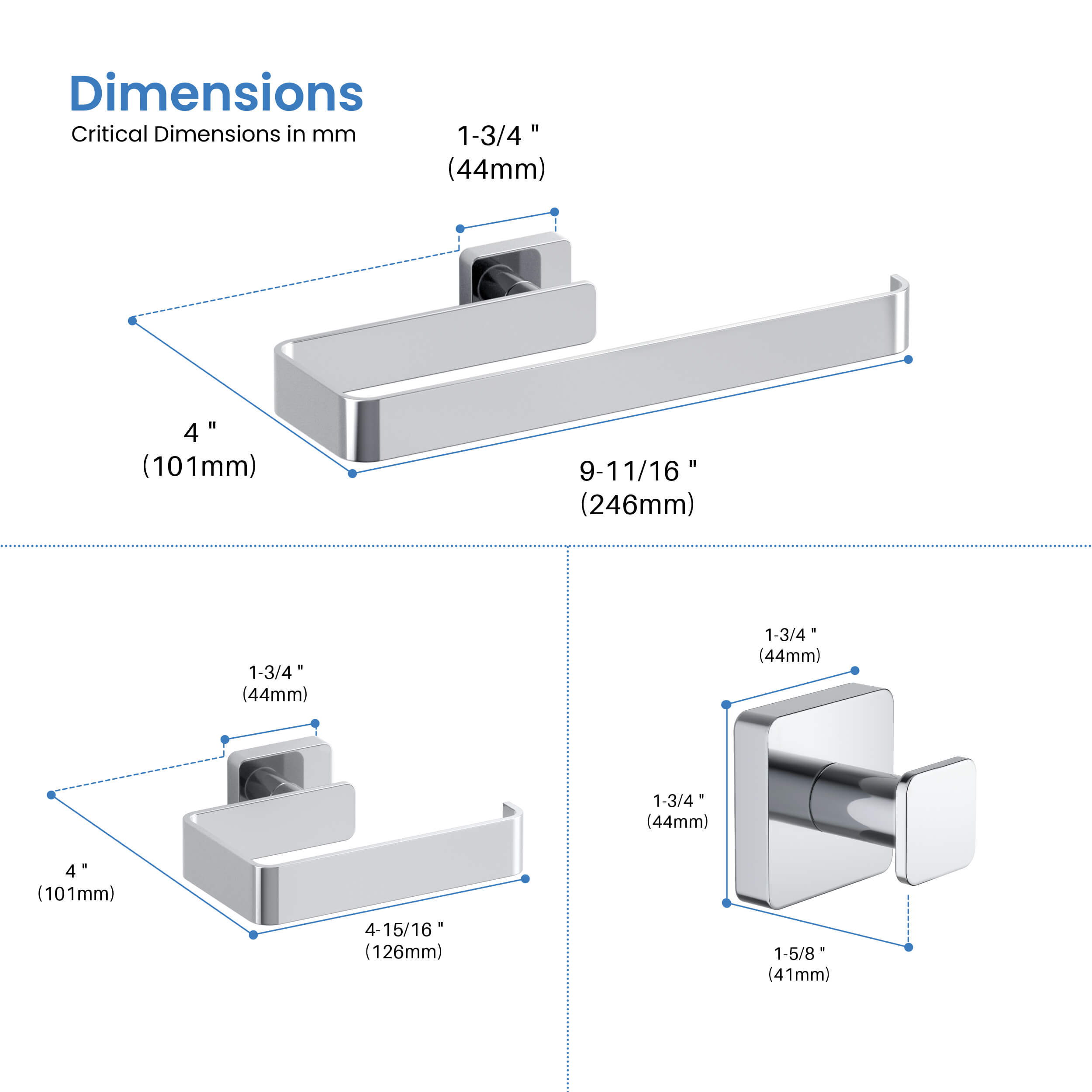 Blaze 4-Piece Bathroom Hardware Set - C-KBA16-4-1