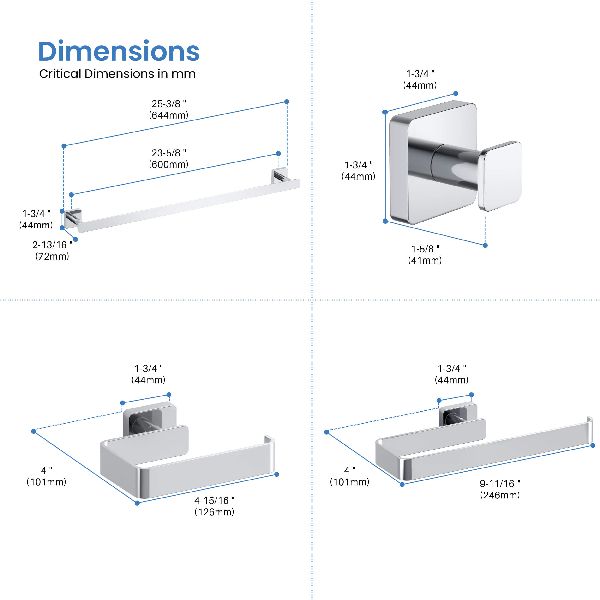 Blaze 4-Piece Bathroom Hardware Set - C-KBA16-4