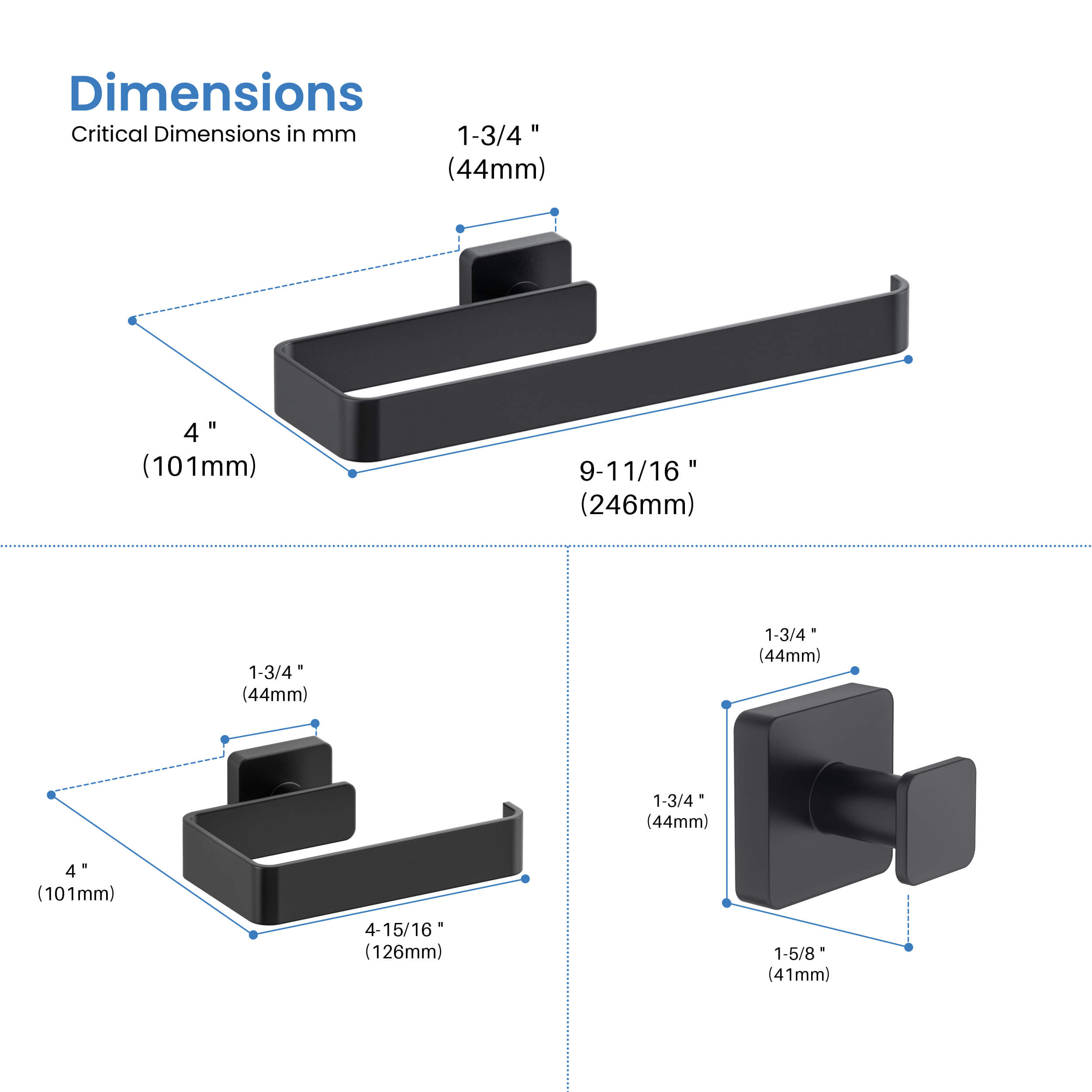 Blaze 4-Piece Bathroom Hardware Set - C-KBA16-4-1