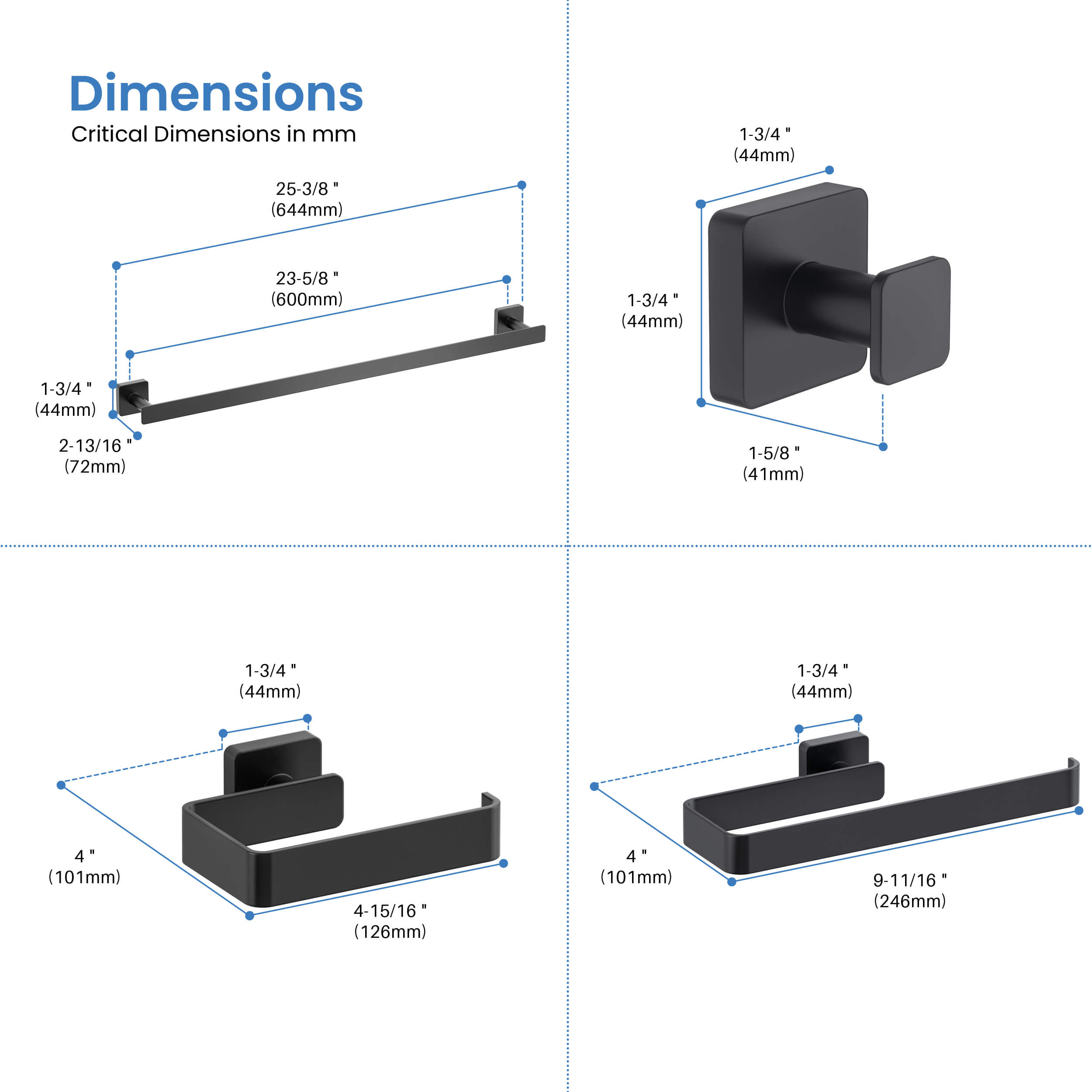 Blaze 4-Piece Bathroom Hardware Set - C-KBA16-4