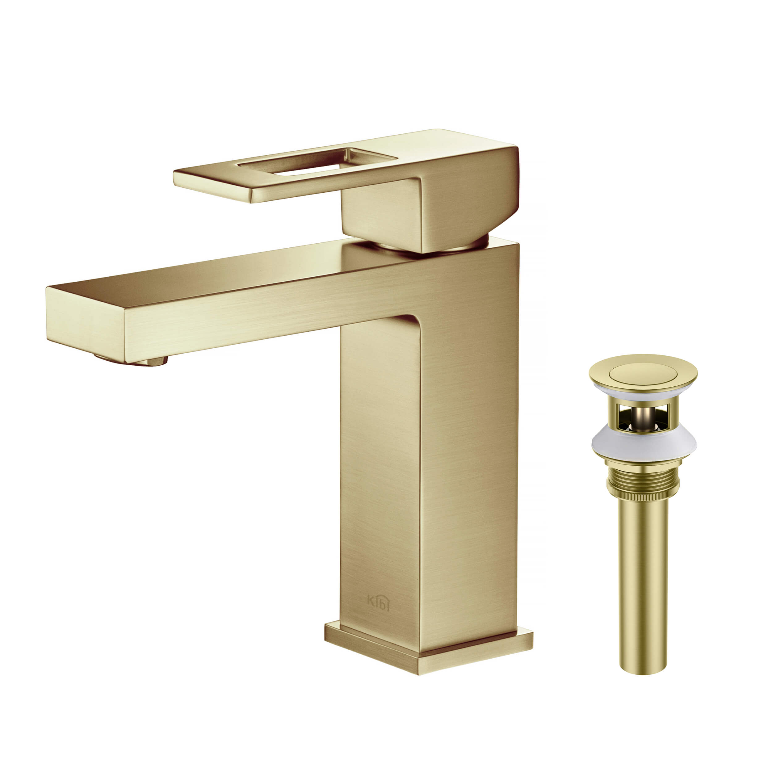 Cubic Brass Single Handle Bathroom Vanity Sink Faucet, Lavatory Sink Faucet - C-KBF1002-KPW100