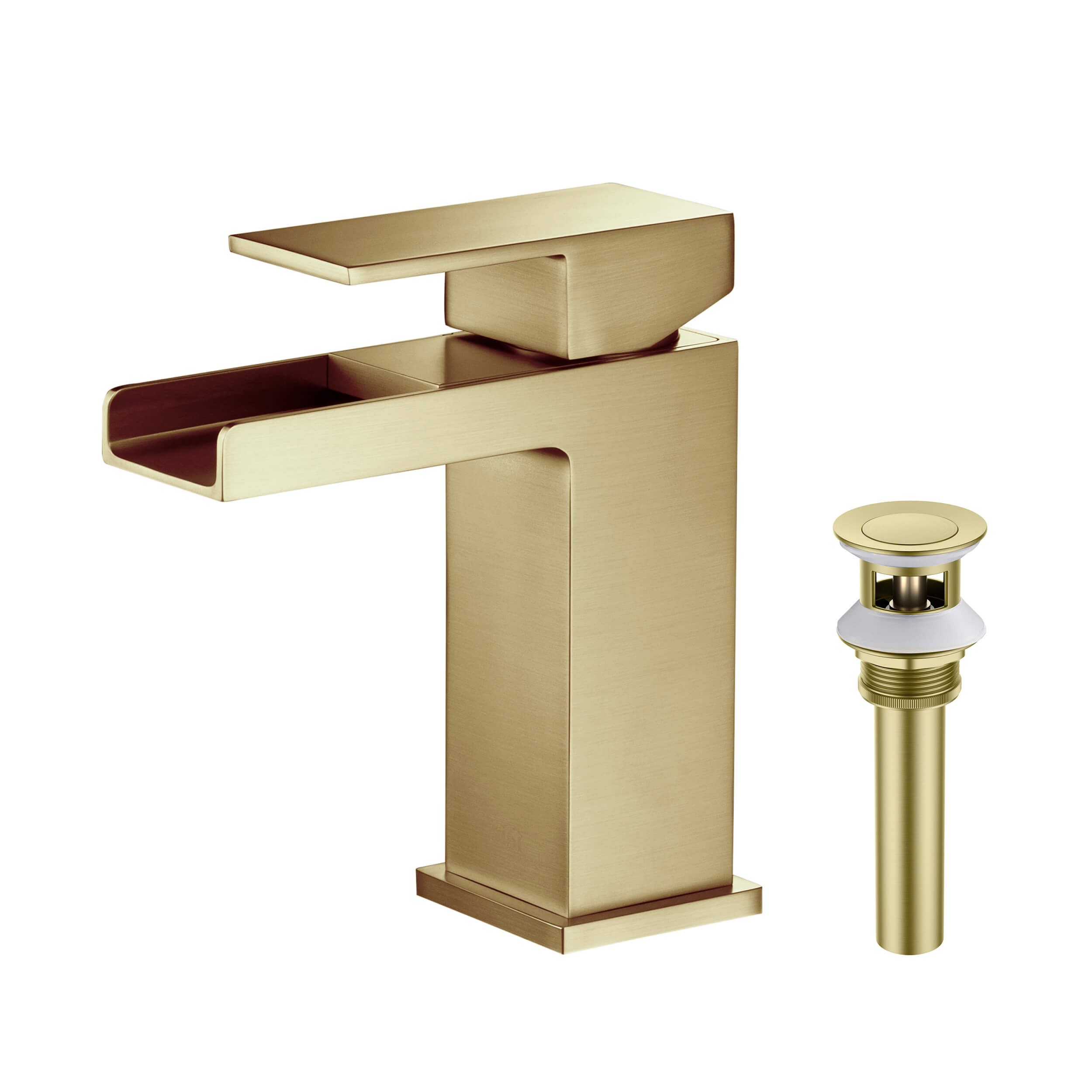 Waterfall Single Handle Bathroom Vanity Sink Faucet with Drain Assembly - C-KBF1004-KPW100