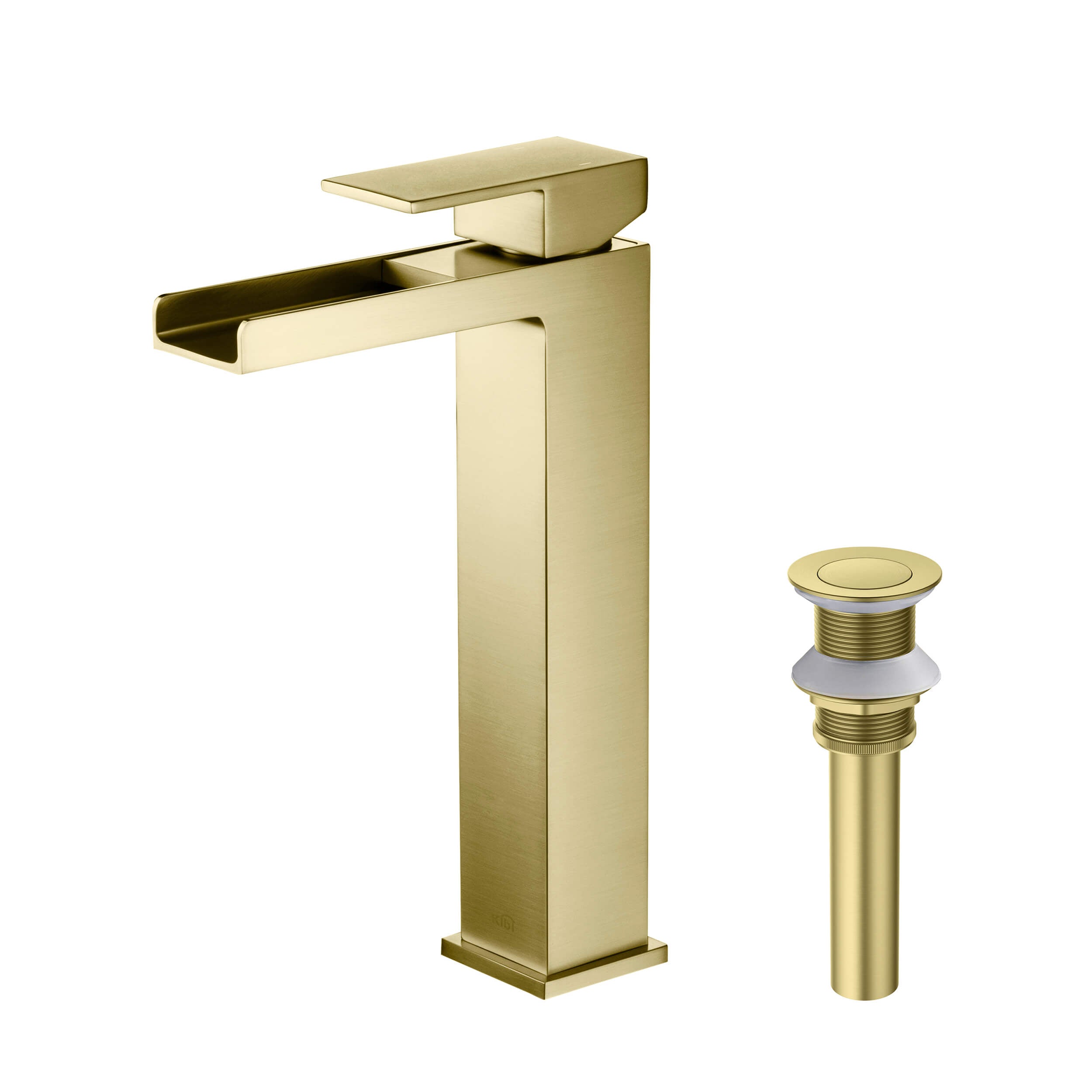 KIBI Waterfall Brass Single Handle Bathroom Vessel Sink Faucet - C-KBF1005-KPW101