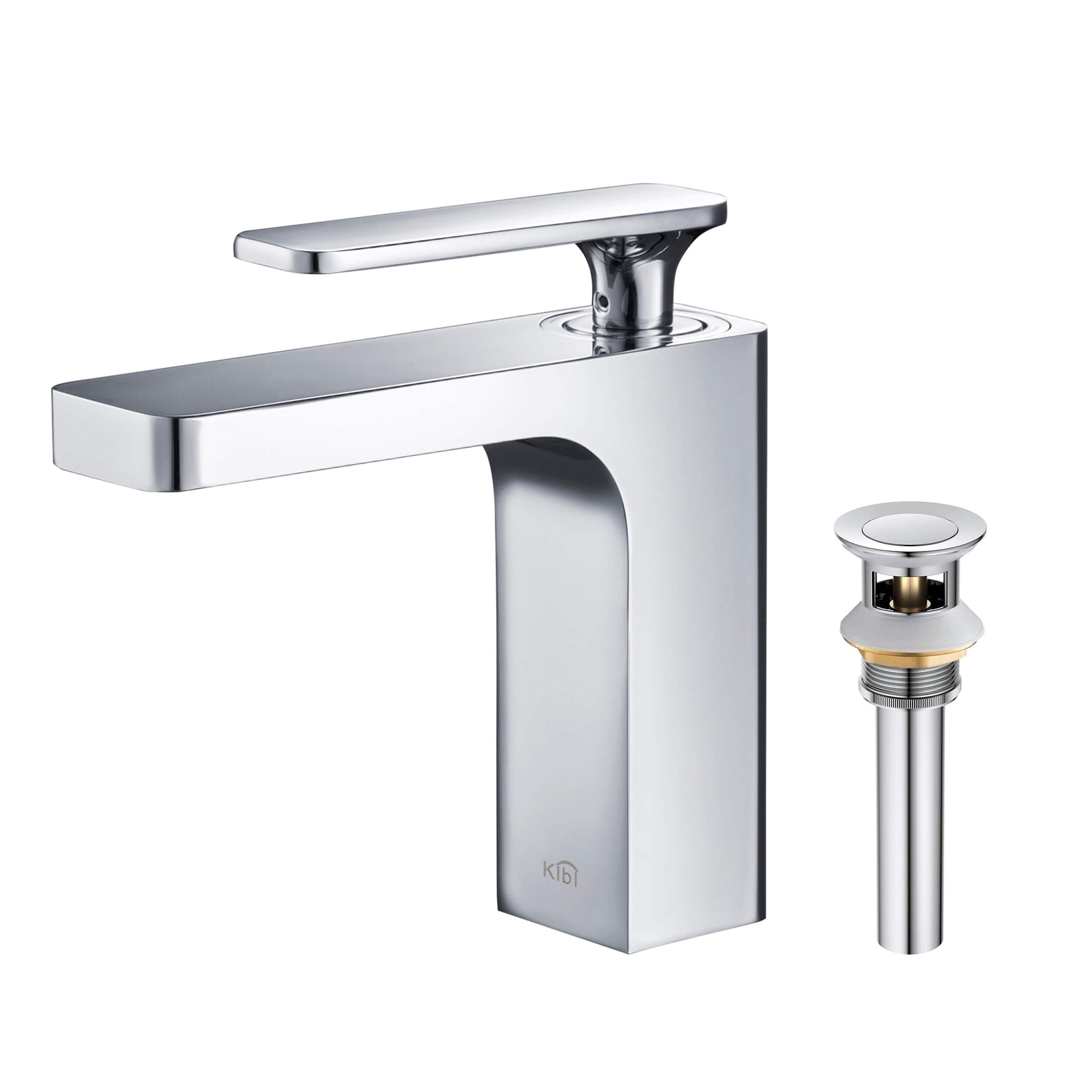 KIBI Infinity Brass Single Handle Bathroom Vanity Sink Faucet - C-KBF1006-KPW100