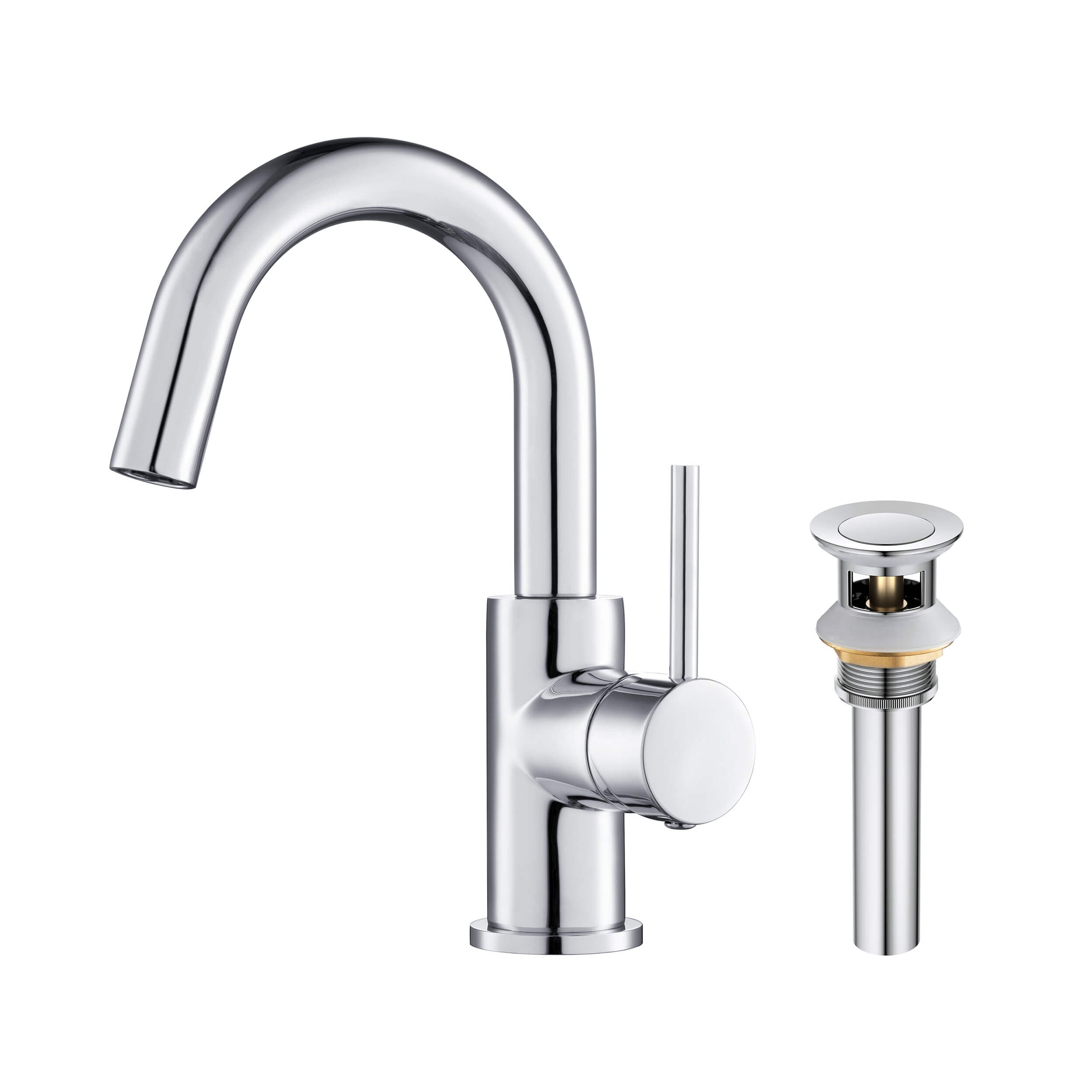 Circular Single Handle High-Arc Bathroom Vanity Sink Faucet C-KBF1021-KPW100