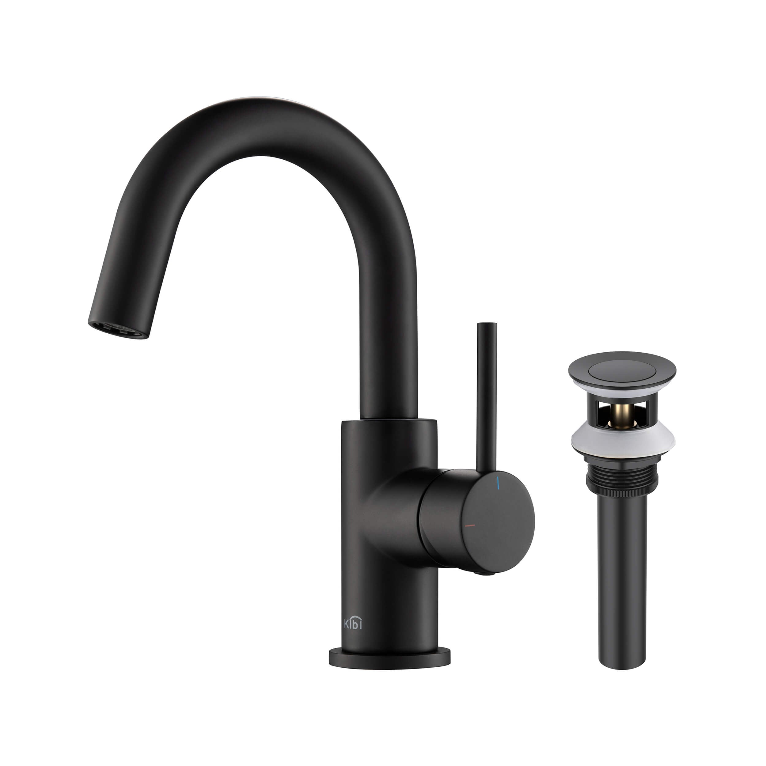 Circular Single Handle High-Arc Bathroom Vanity Sink Faucet C-KBF1021-KPW100