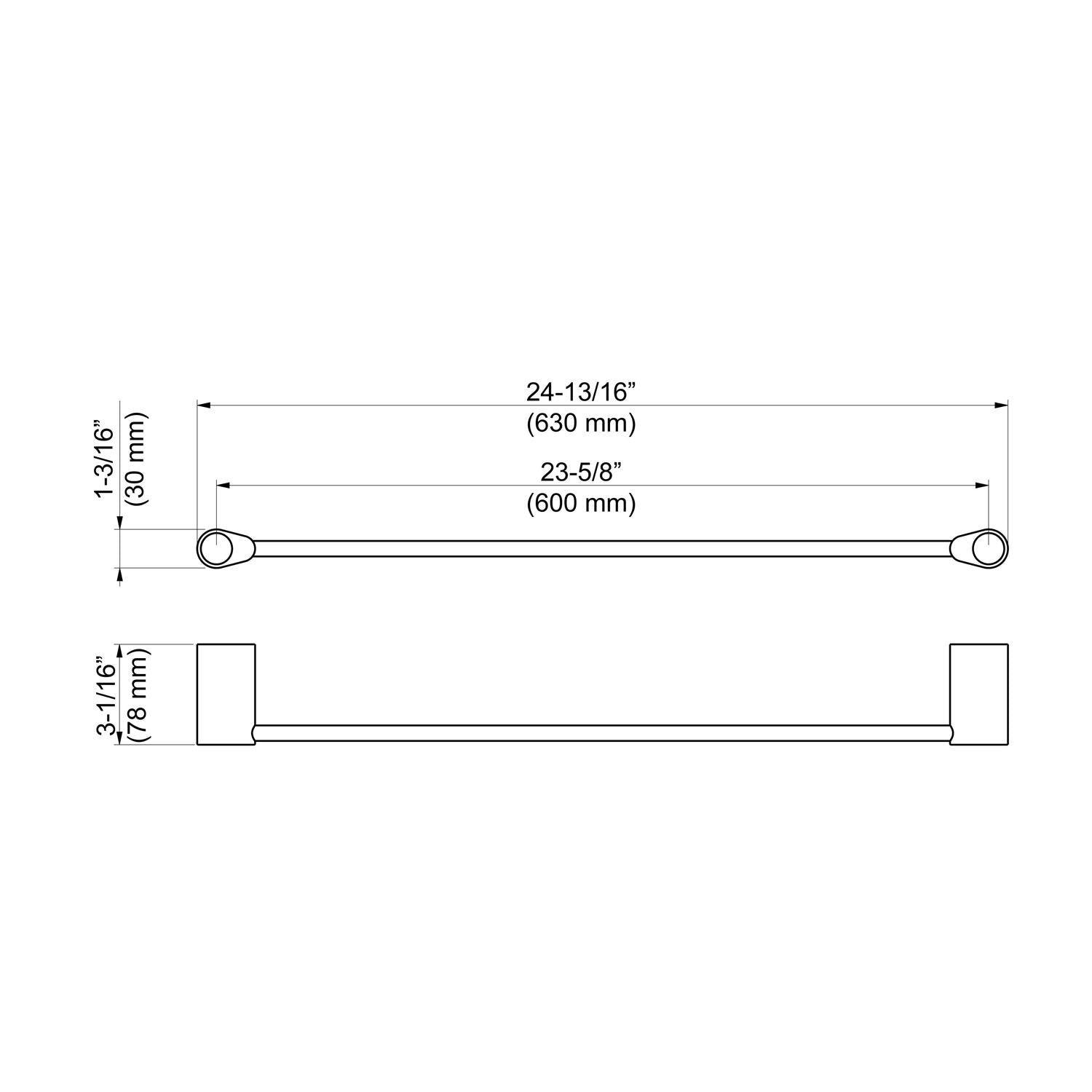 Bathroom Hardware Accessory 24.6 Inch Wall Mounted Towel Bar KBA1304