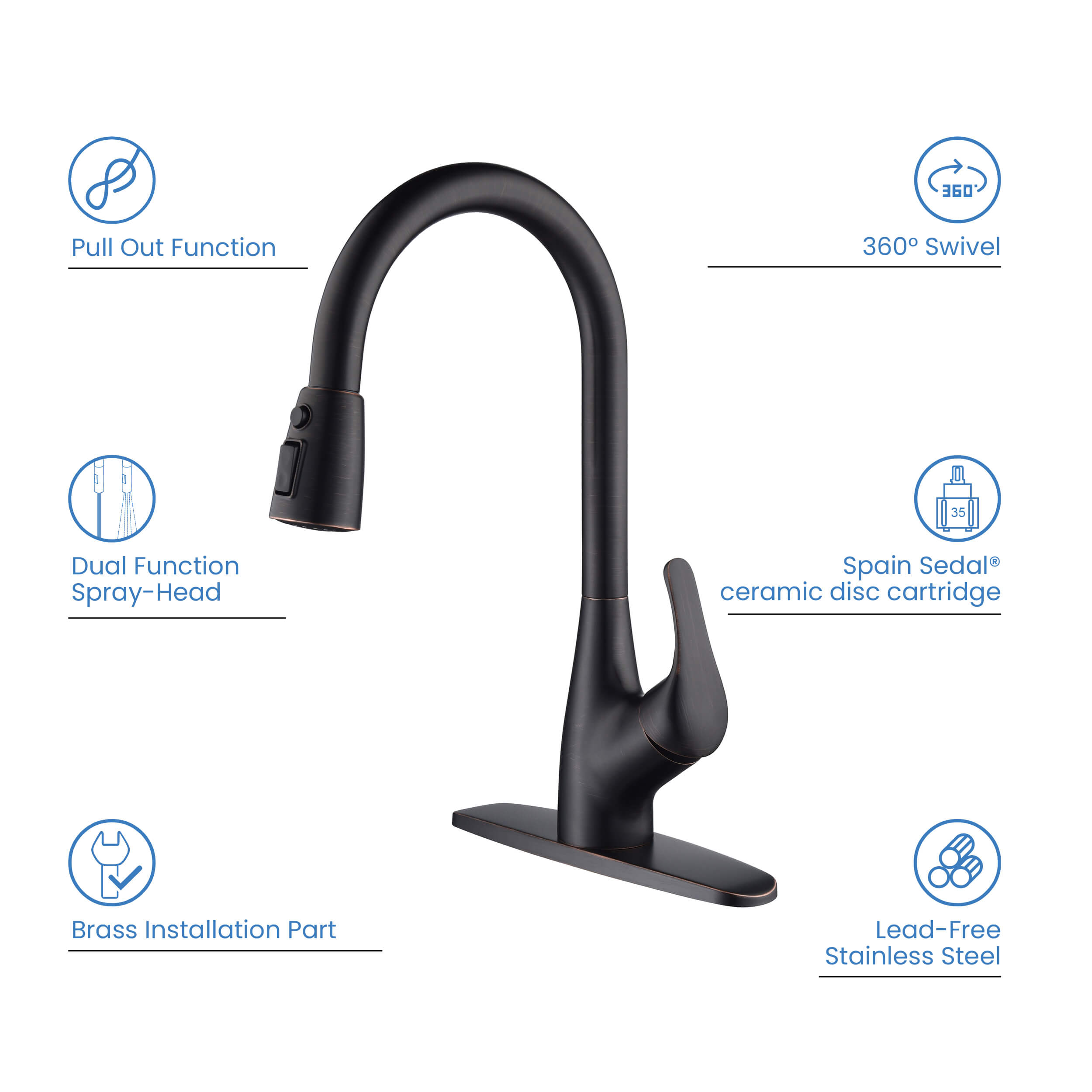 Single Handle Pull Down Kitchen Faucet - F101