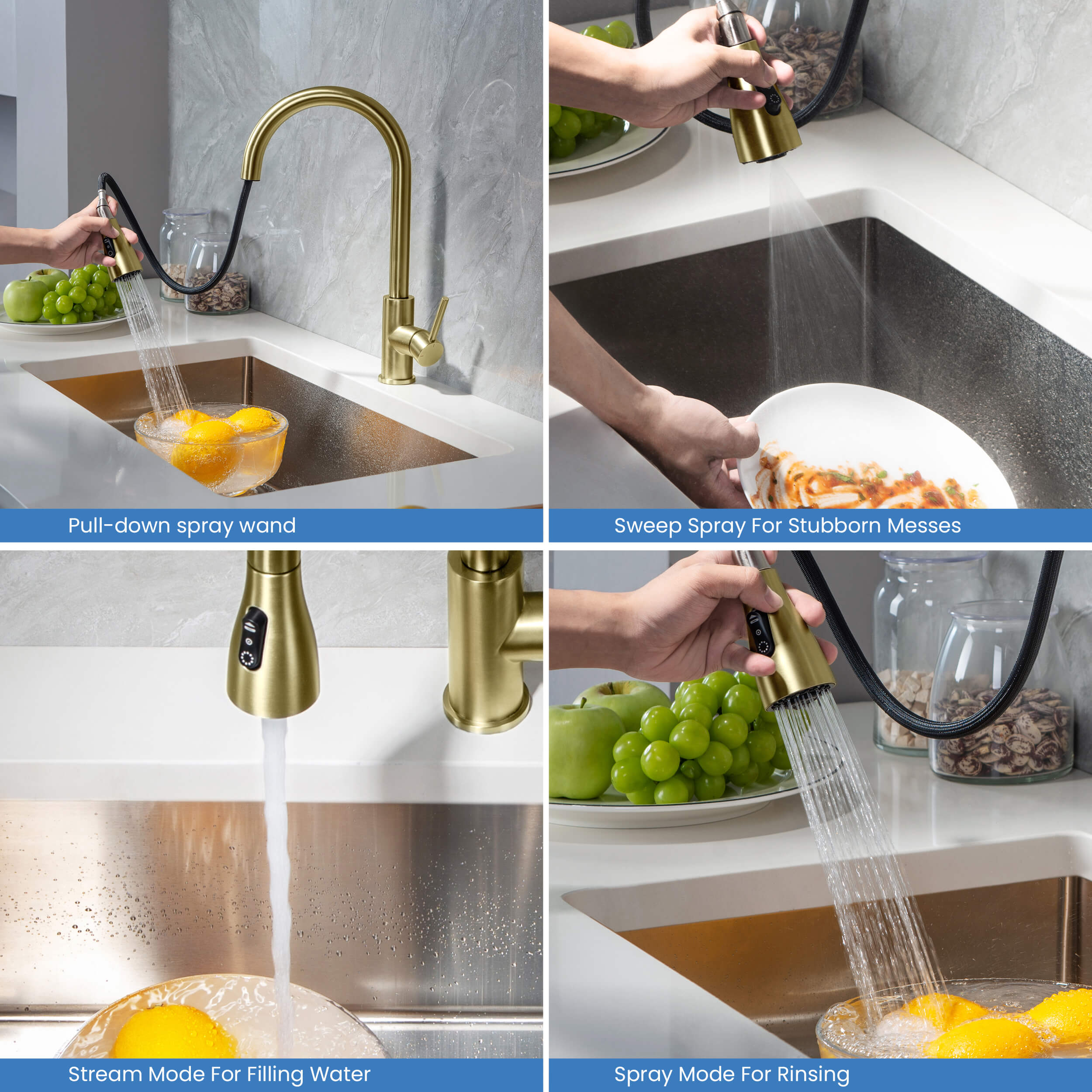 Single Handle Pull Down Kitchen Faucet - F102