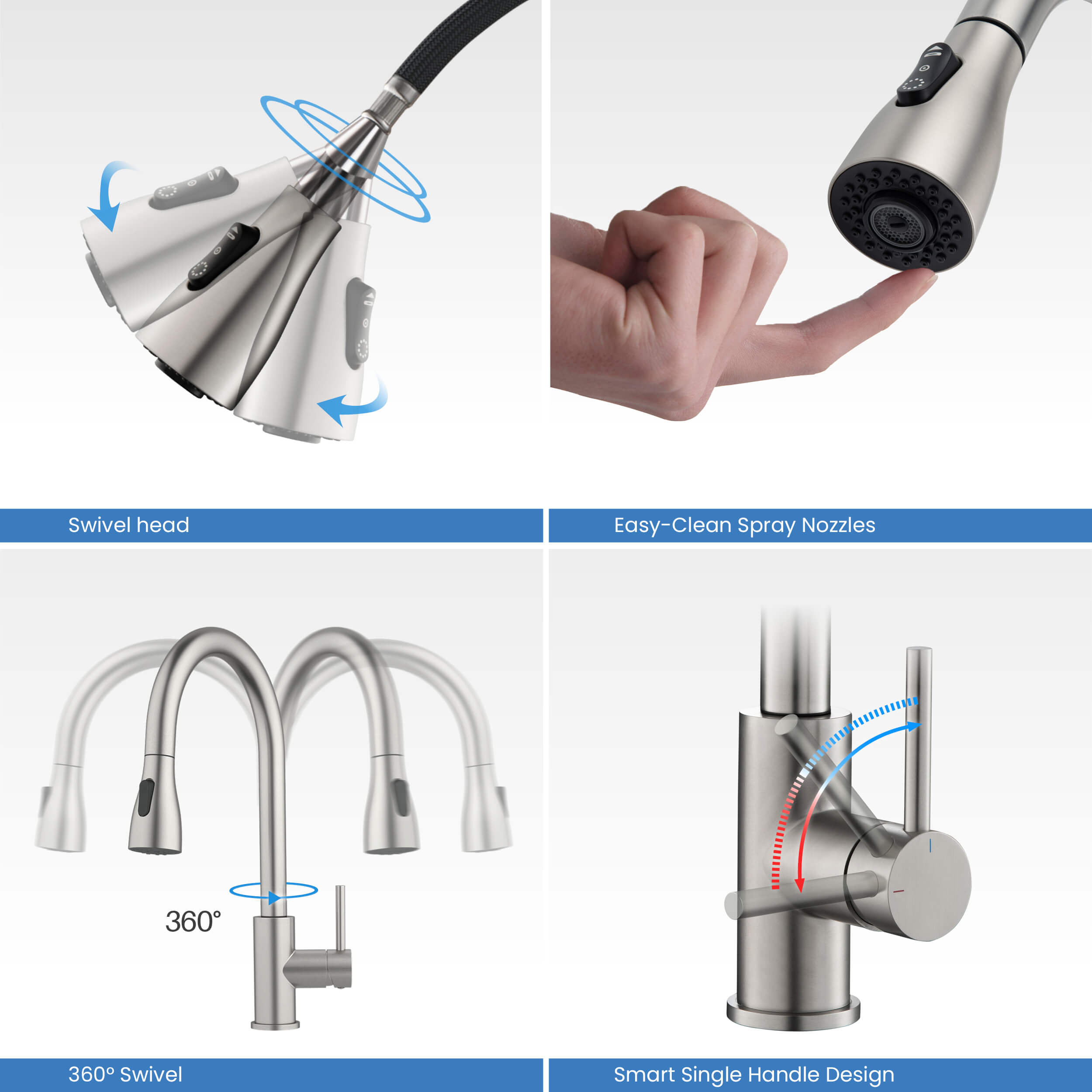 Single Handle Pull Down Kitchen Faucet - F102