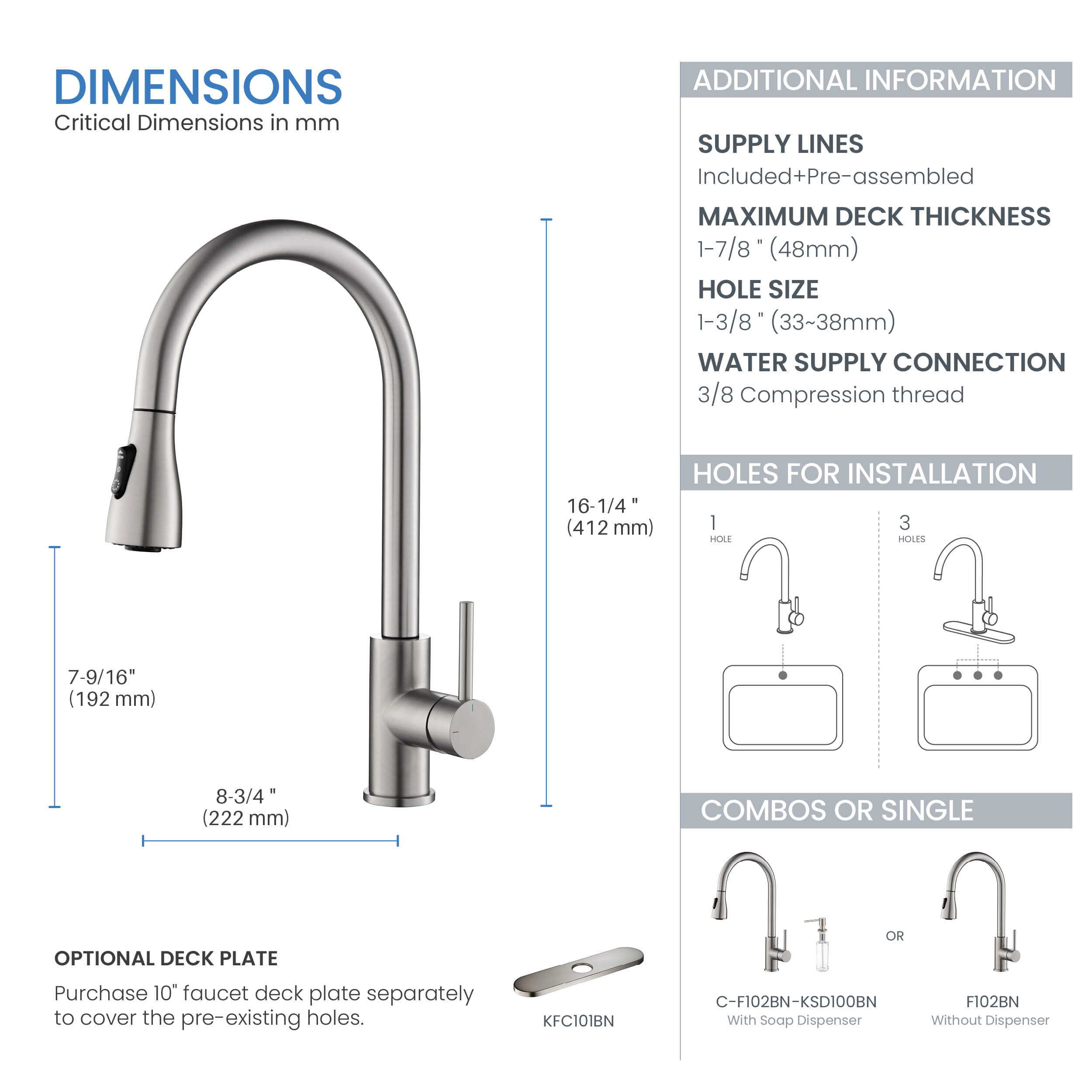 Single Handle Pull Down Kitchen Faucet - F102