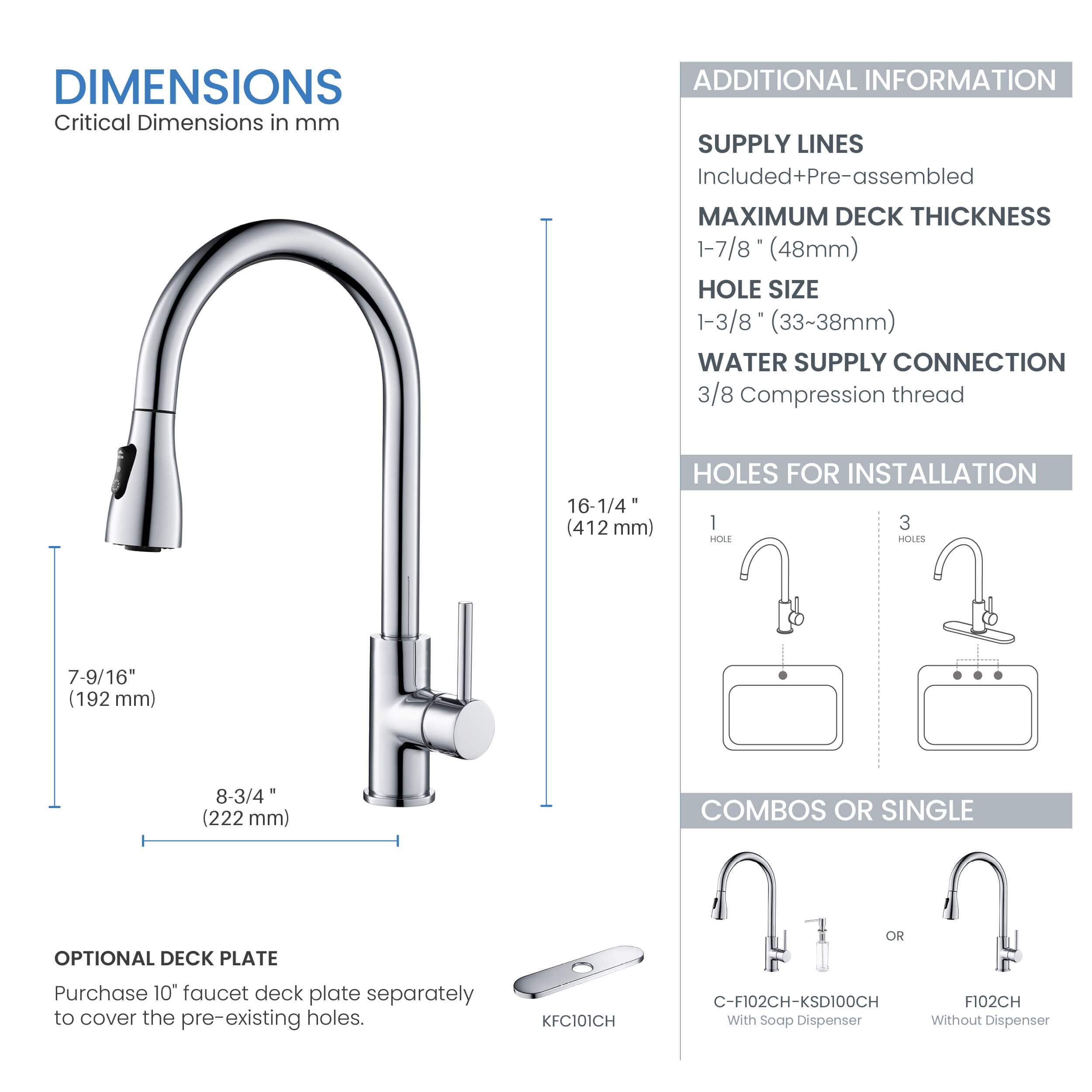 Single Handle Pull Down Kitchen Faucet - F102