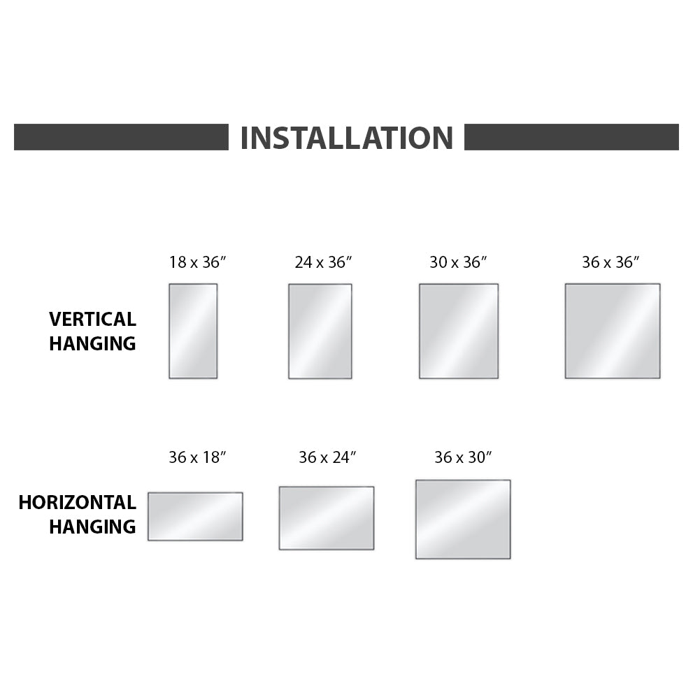 18" x 36" Shatterproof Wall Mount Metal Frame Mirror - FM1-1836