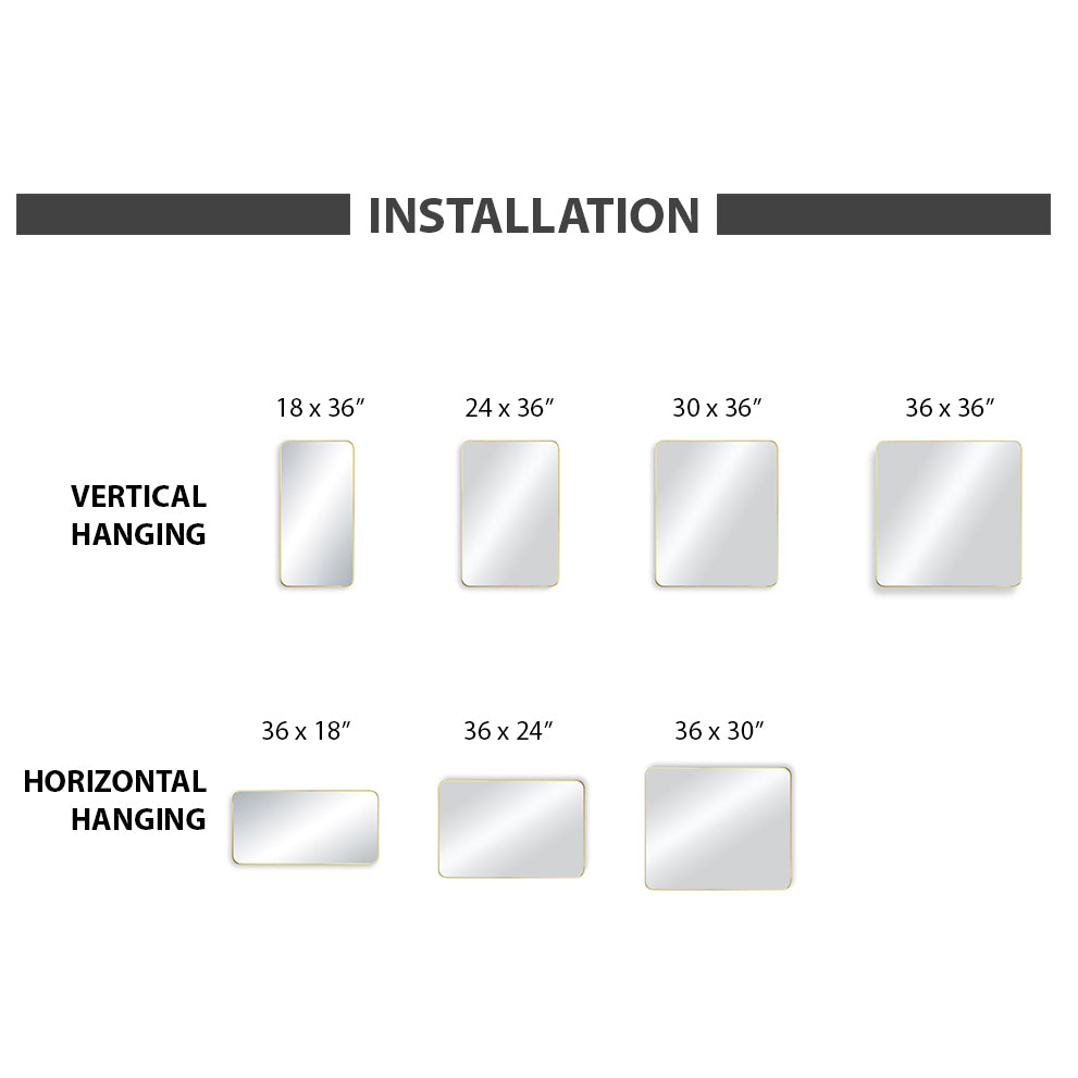 24" x 36" Shatterproof Wall Mount Metal Frame Mirror - FM2-2436